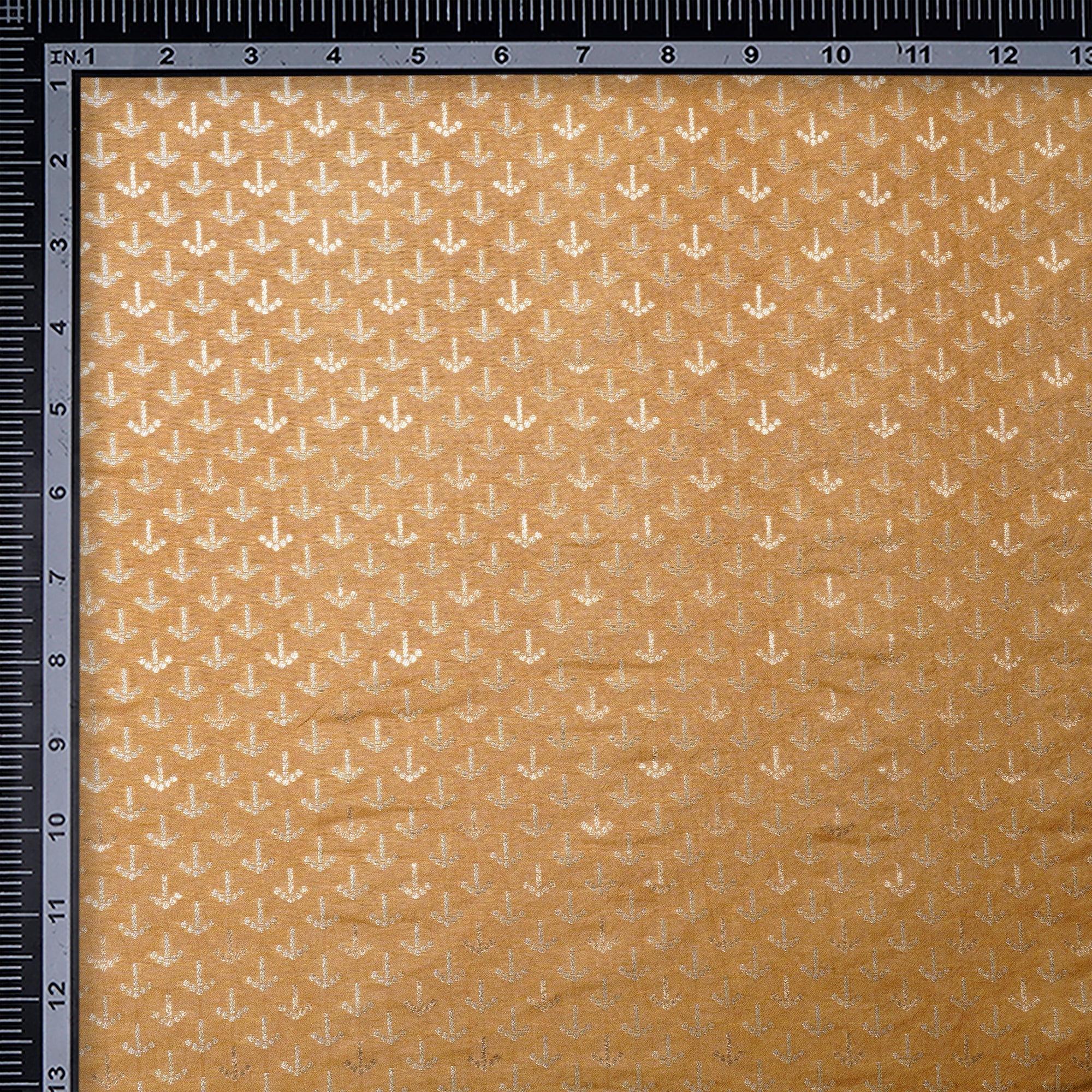 Amber Gold All Over Pattern Blended Banarasi Brocade Fabric