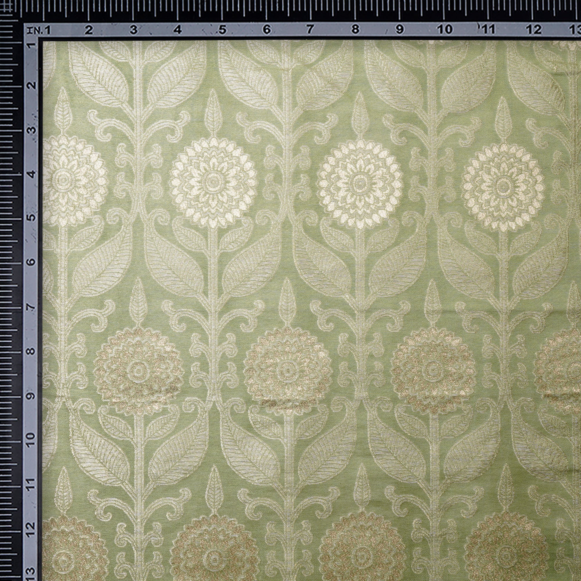 Reed All Over Floral Pattern Blended Banarasi Brocade Fabric
