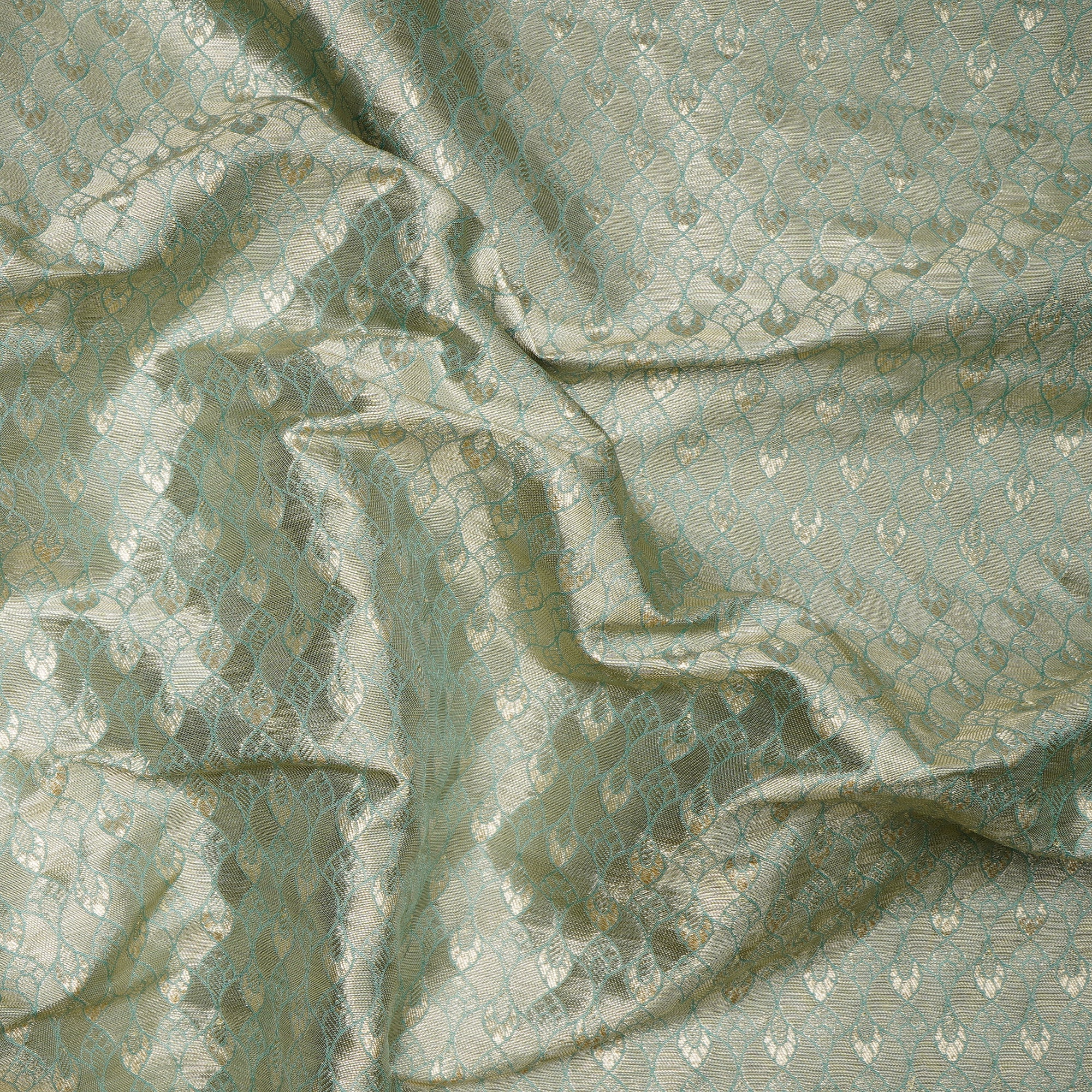 Agate Green All Over Pattern Blended Banarasi Brocade Fabric