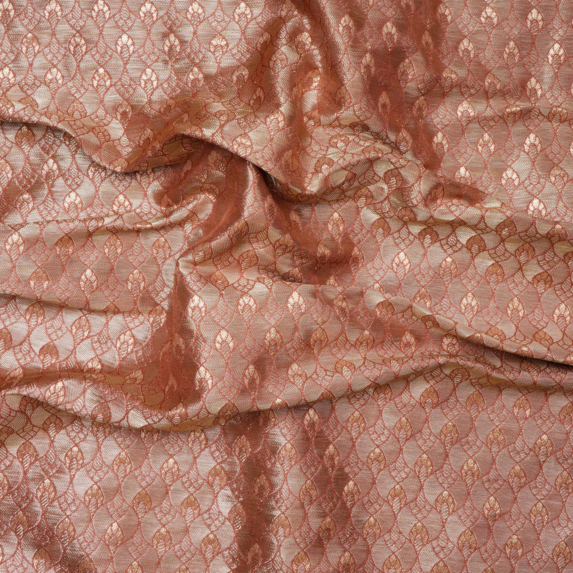 Faded Rose All Over Pattern Blended Banarasi Brocade Fabric