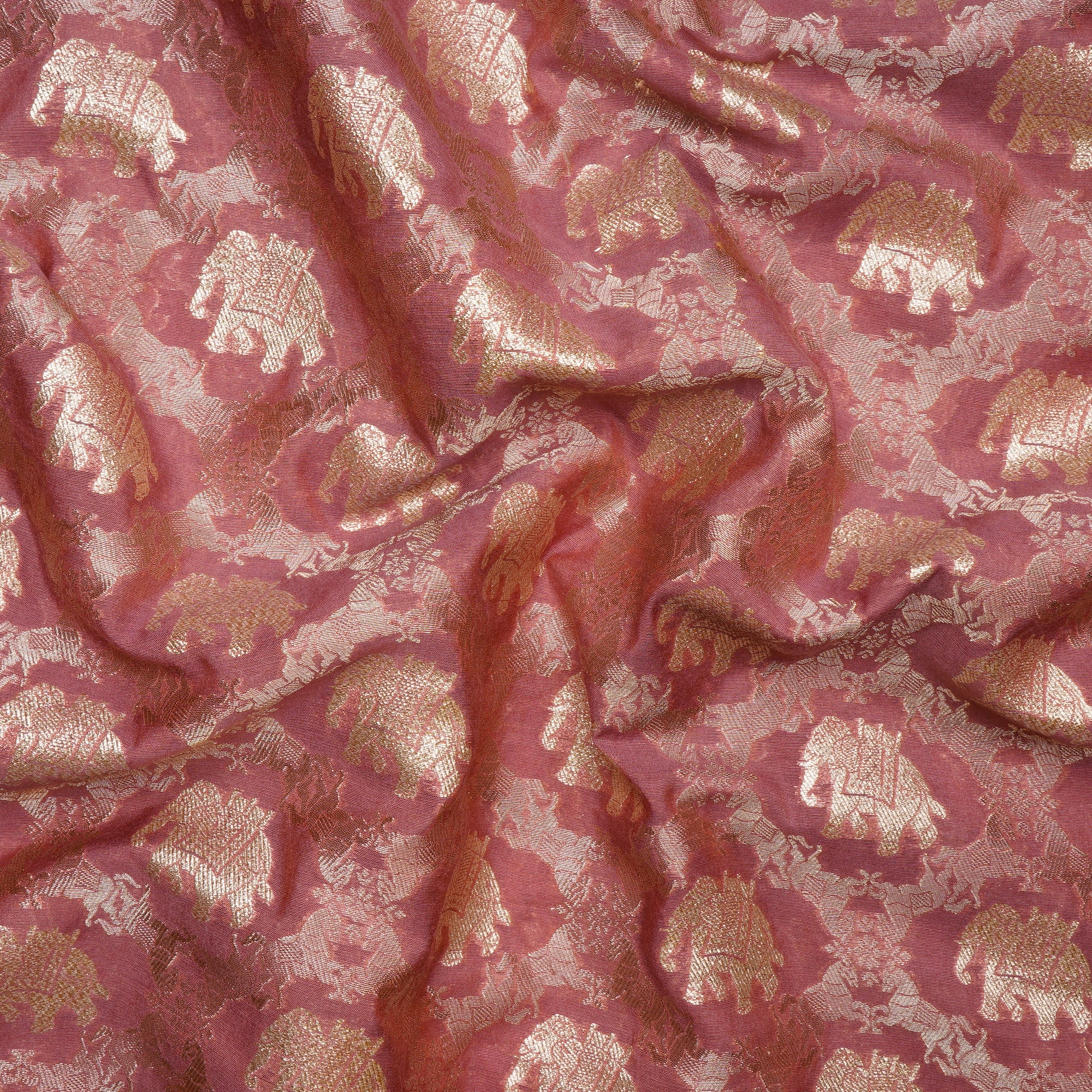 Mauveglow Traditional Pattern Blended Banarasi Brocade Fabric