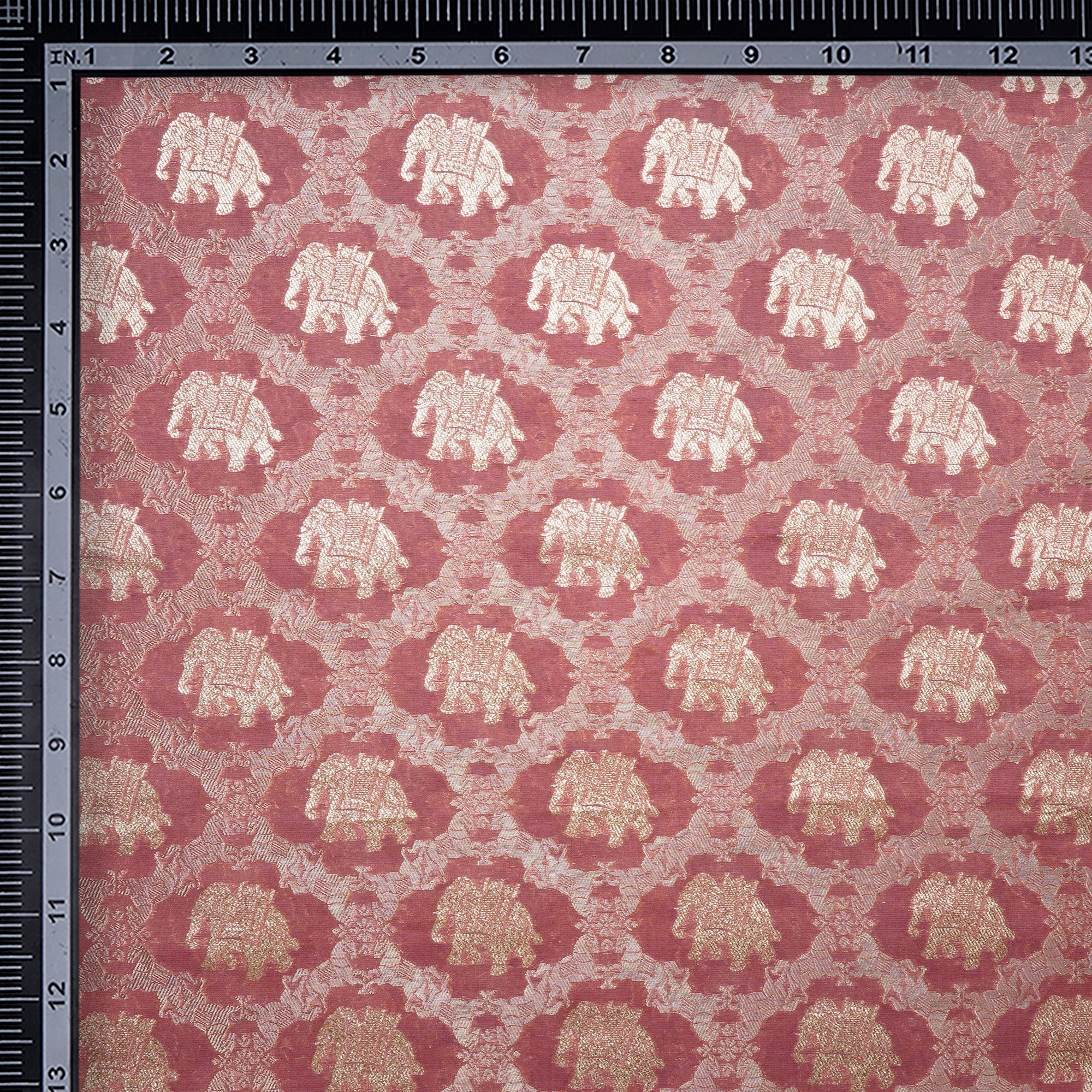 Mauveglow Traditional Pattern Blended Banarasi Brocade Fabric
