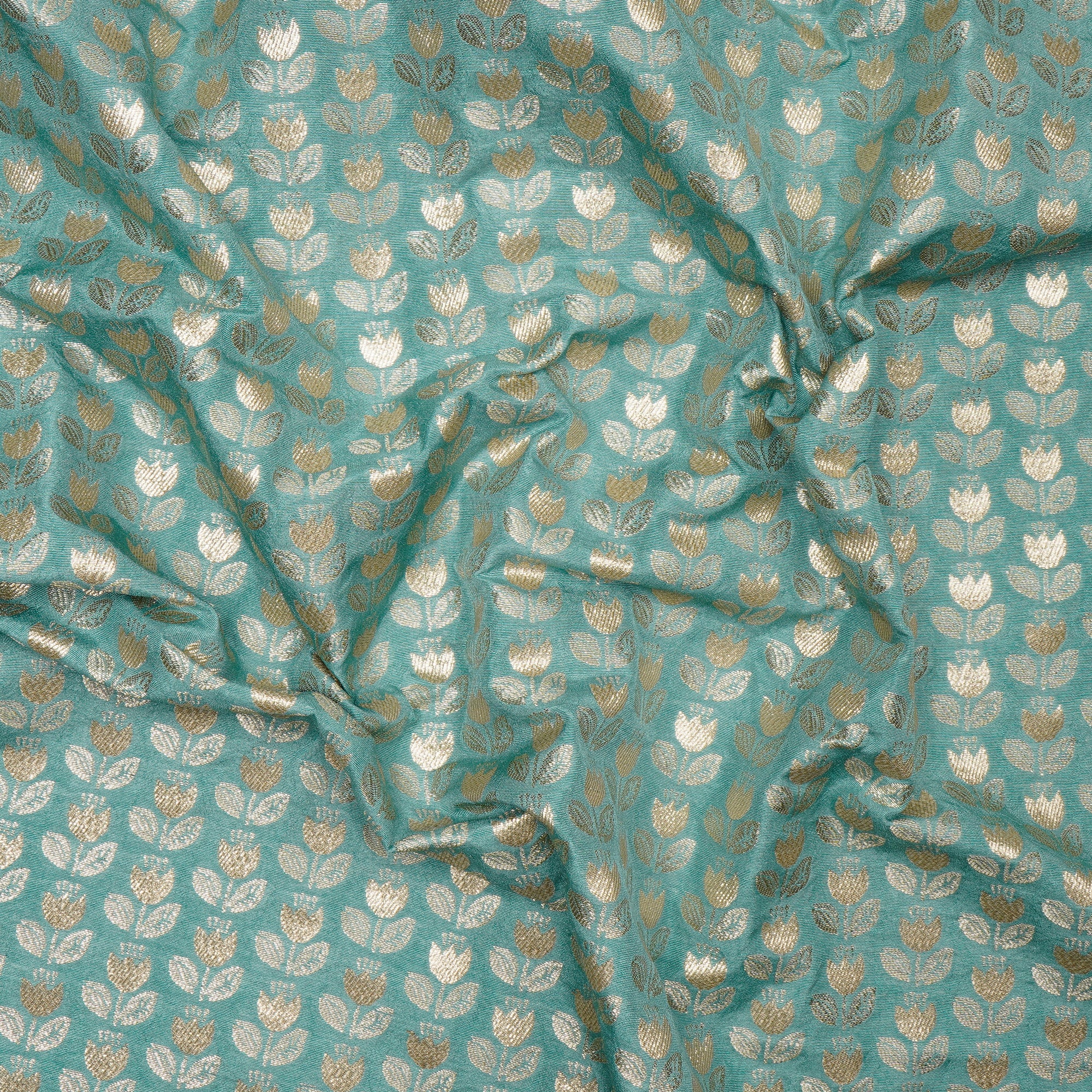 Wasabi Floral Booti Pattern Blended Banarasi Brocade Fabric