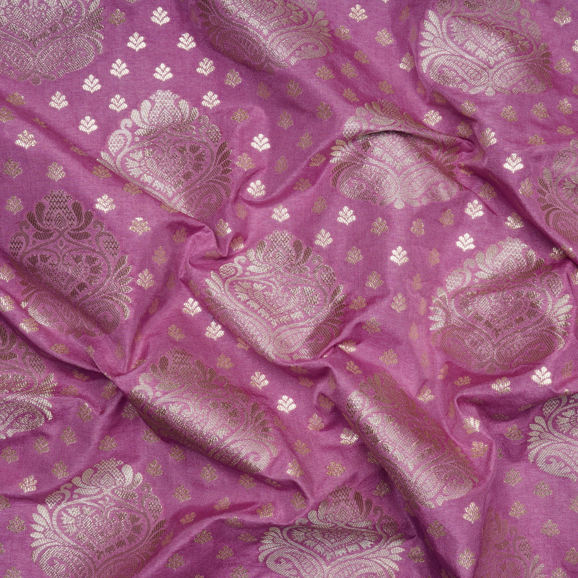 Spring Crocus Floral Booti Pattern Blended Banarasi Brocade Fabric