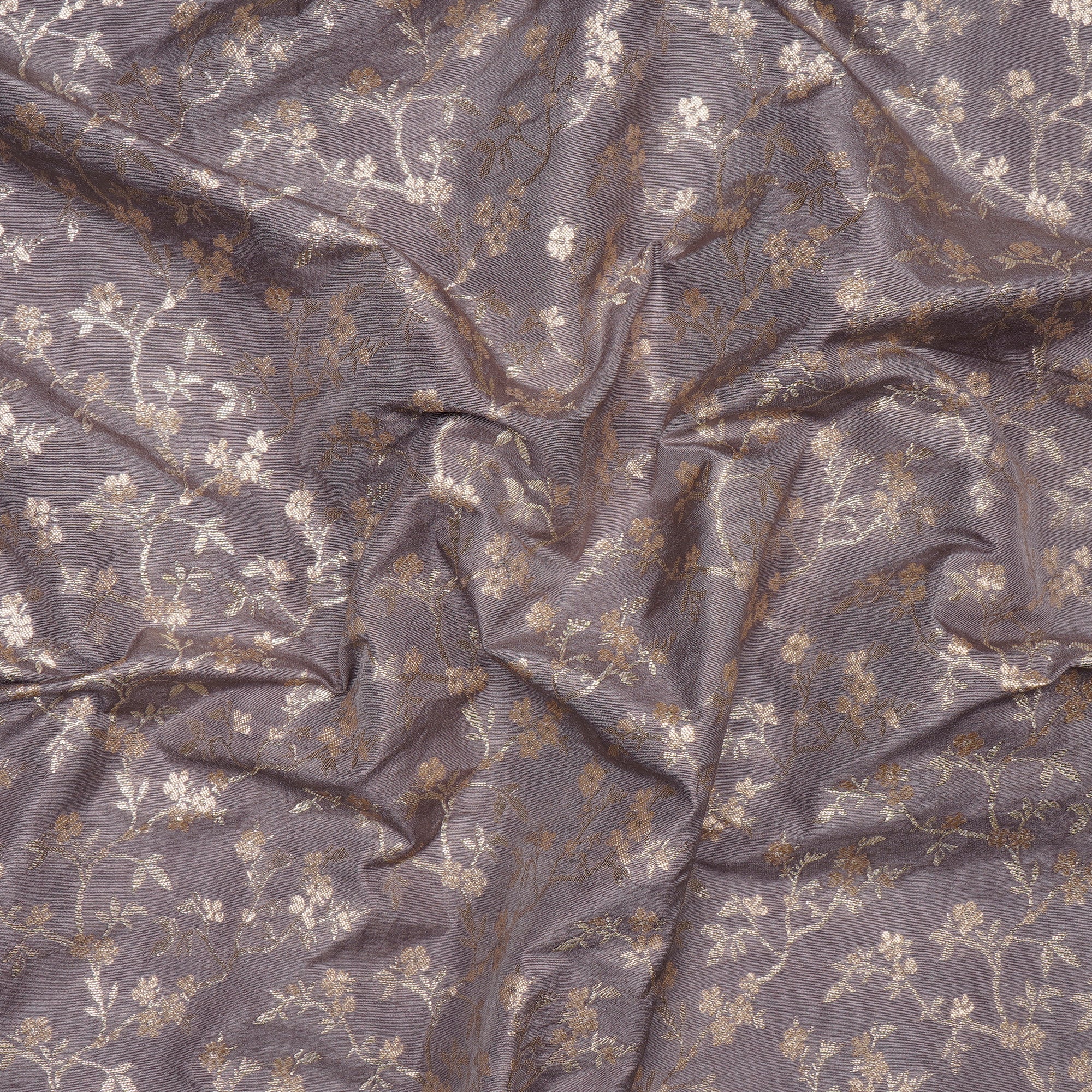 Lilac Marble All Over Floral Pattern Blended Banarasi Brocade Fabric
