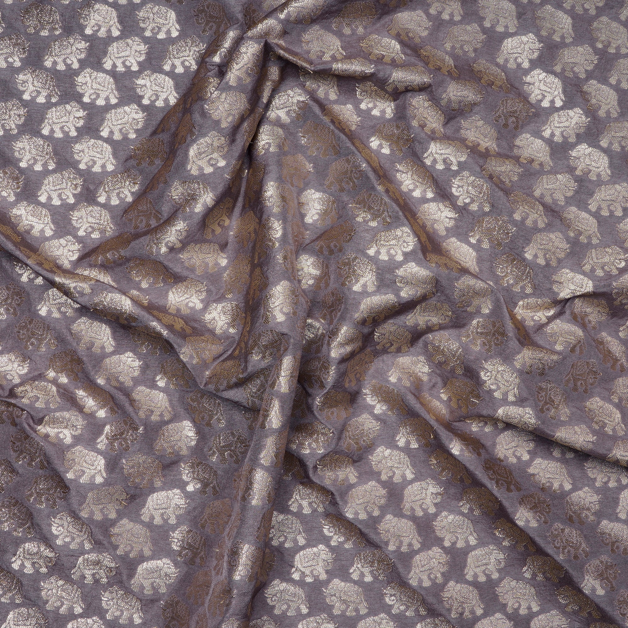 Violet Ice Traditional Patern Blended Banarasi Brocade Fabric