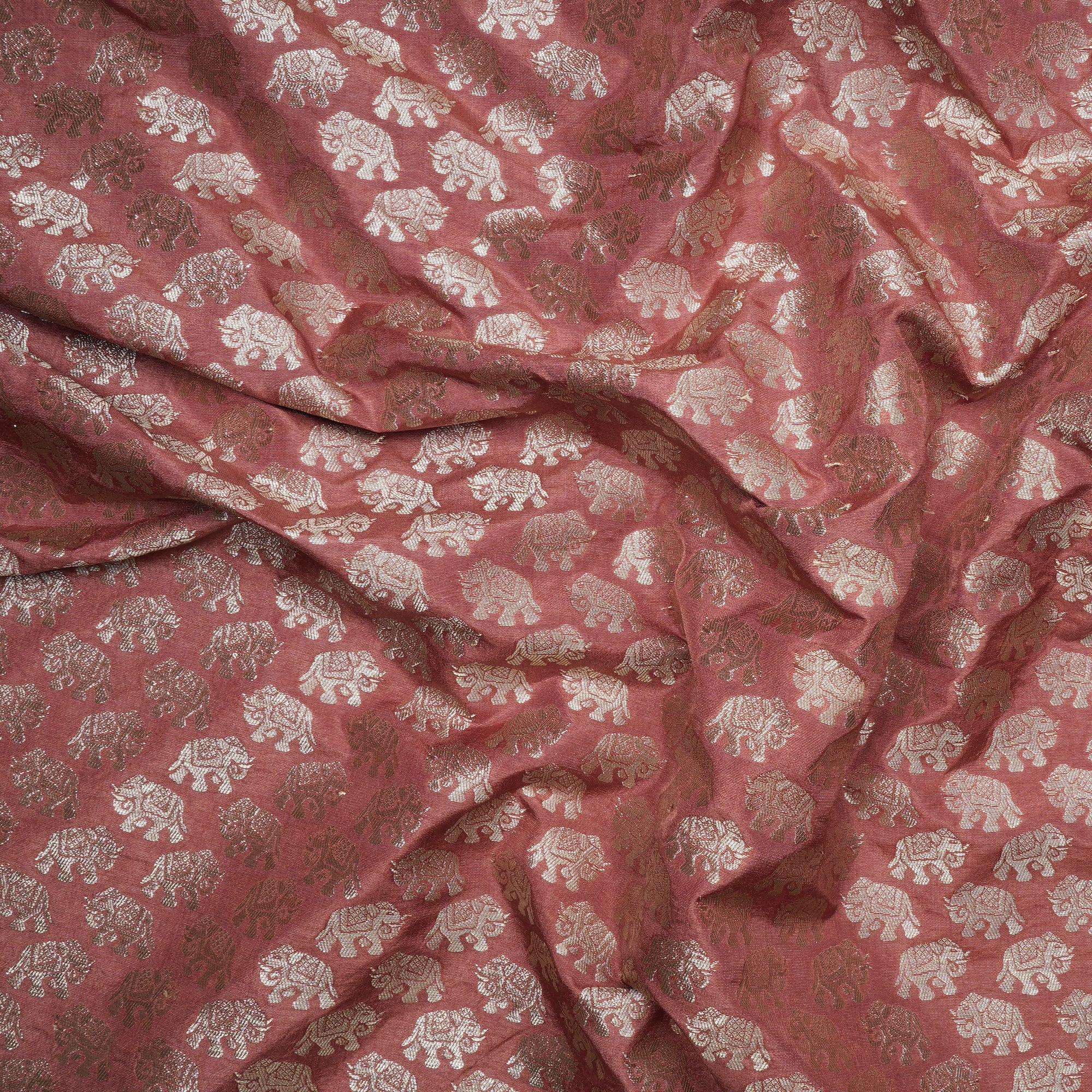 Etruscan Red Traditional Pattern Blended Banarasi Brocade Fabric