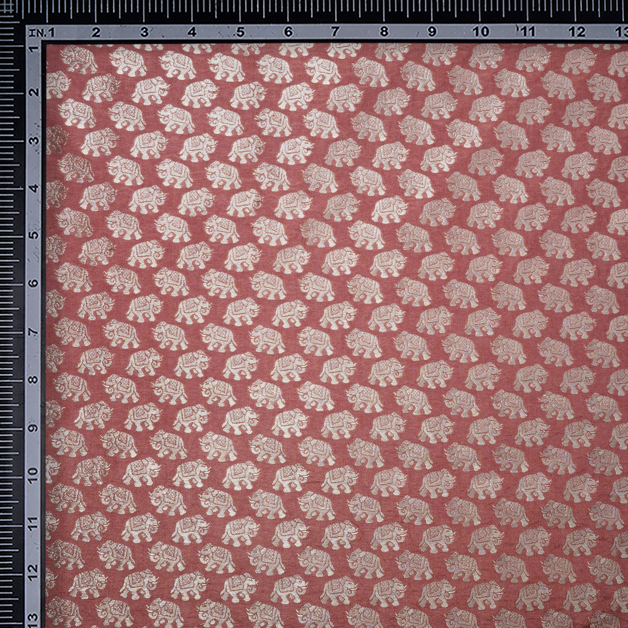 Etruscan Red Traditional Pattern Blended Banarasi Brocade Fabric