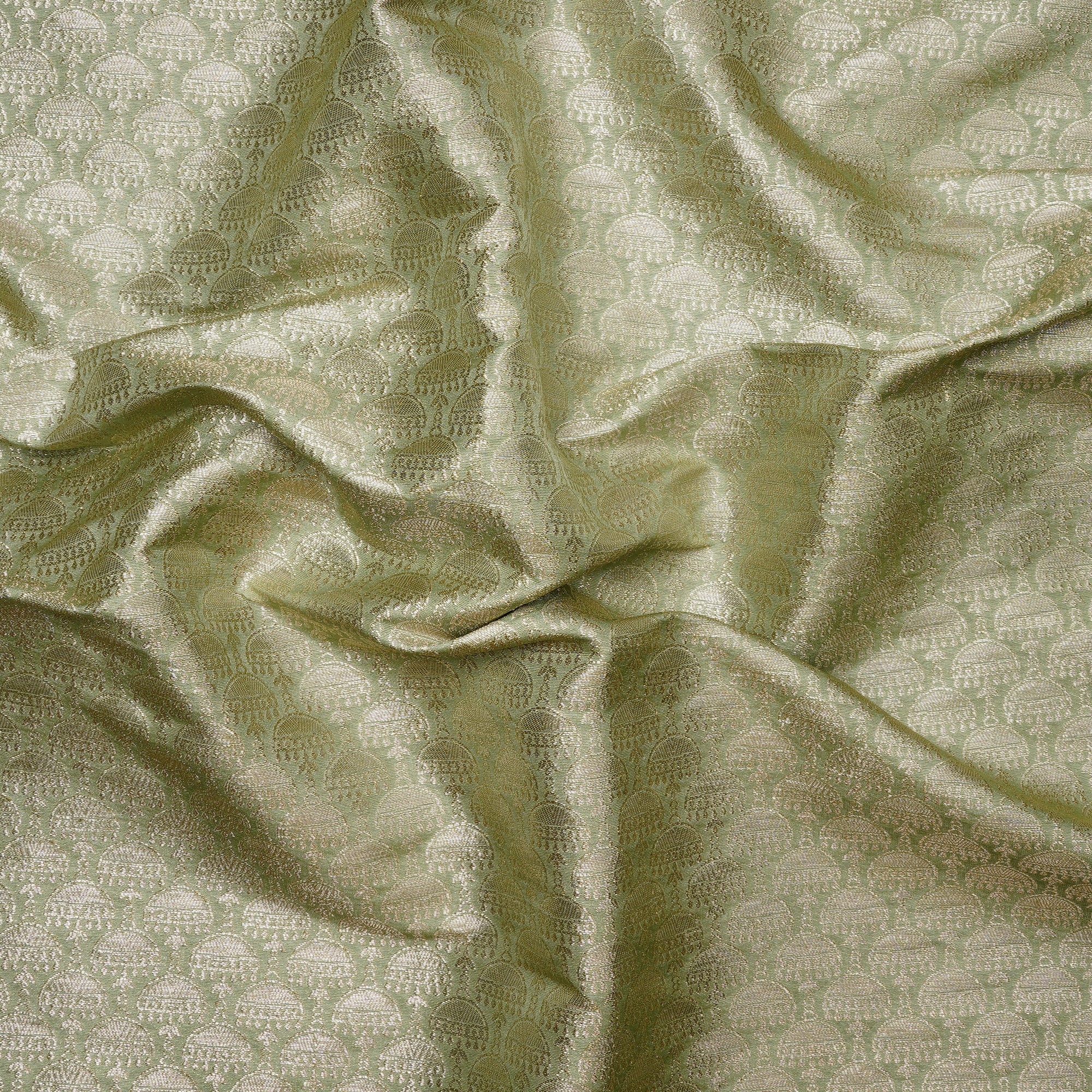 Foam Green All Over Pattern Blended Banarasi Brocade Fabric