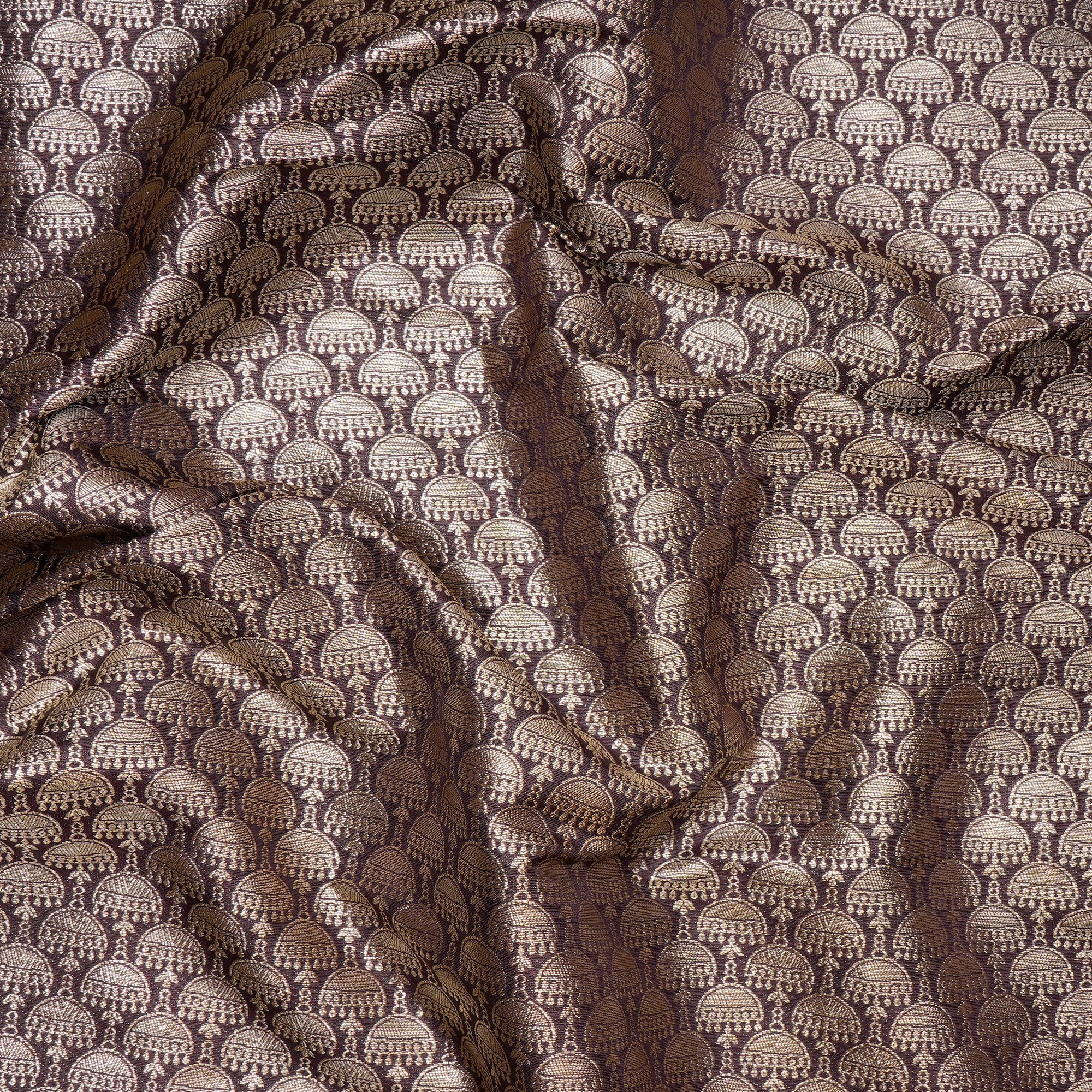 Plum Wine All Over Pattern Blended Banarasi Brocade Fabric