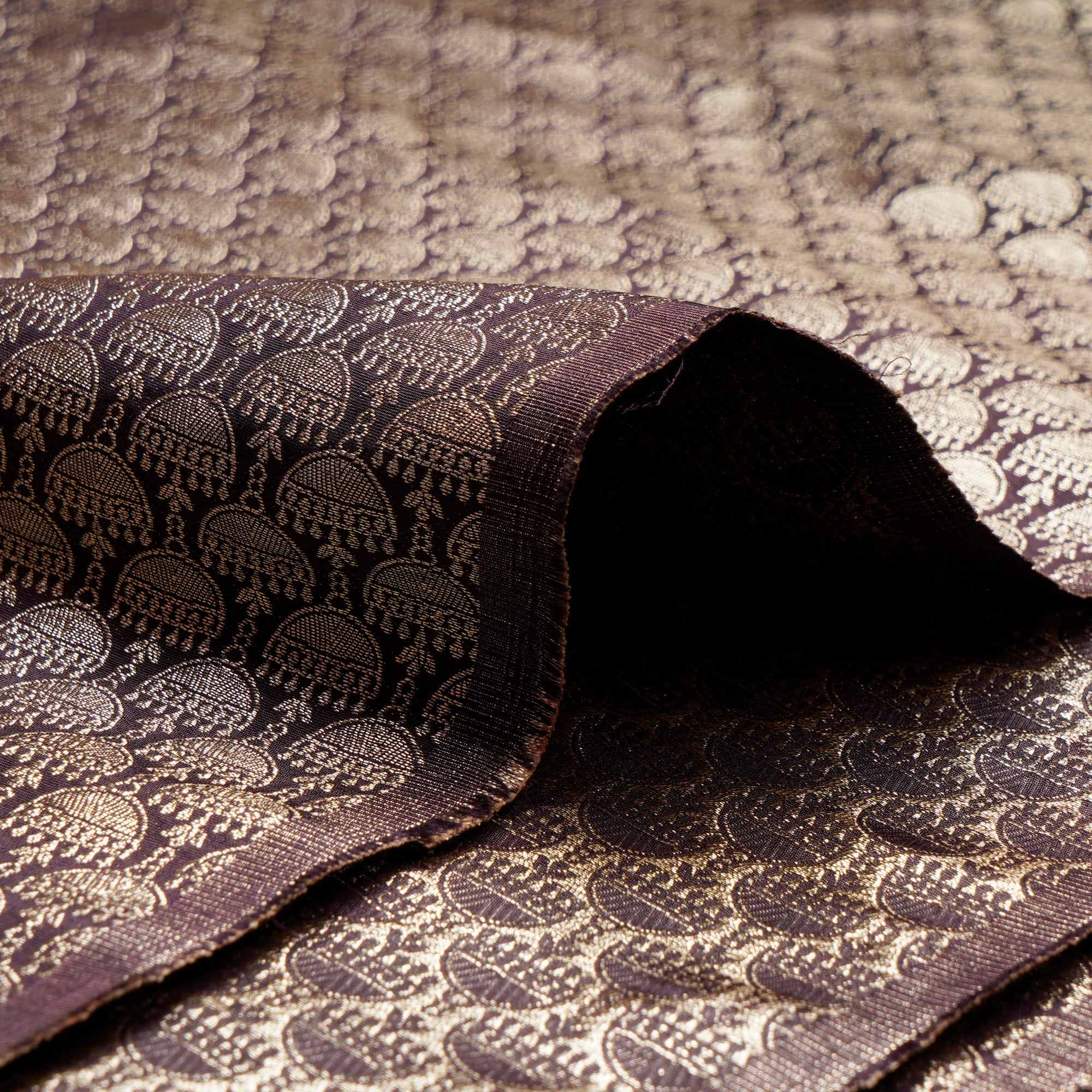 Plum Wine All Over Pattern Blended Banarasi Brocade Fabric