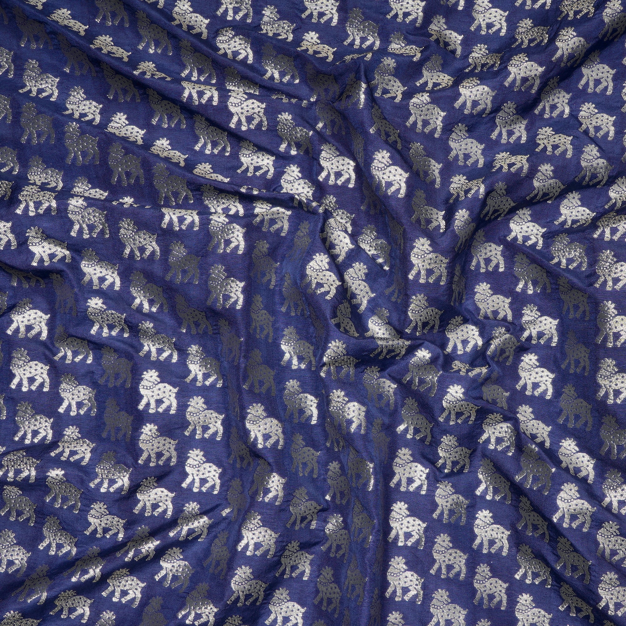 Violet Ice Animal Pattern Blended Banarasi Brocade Fabric