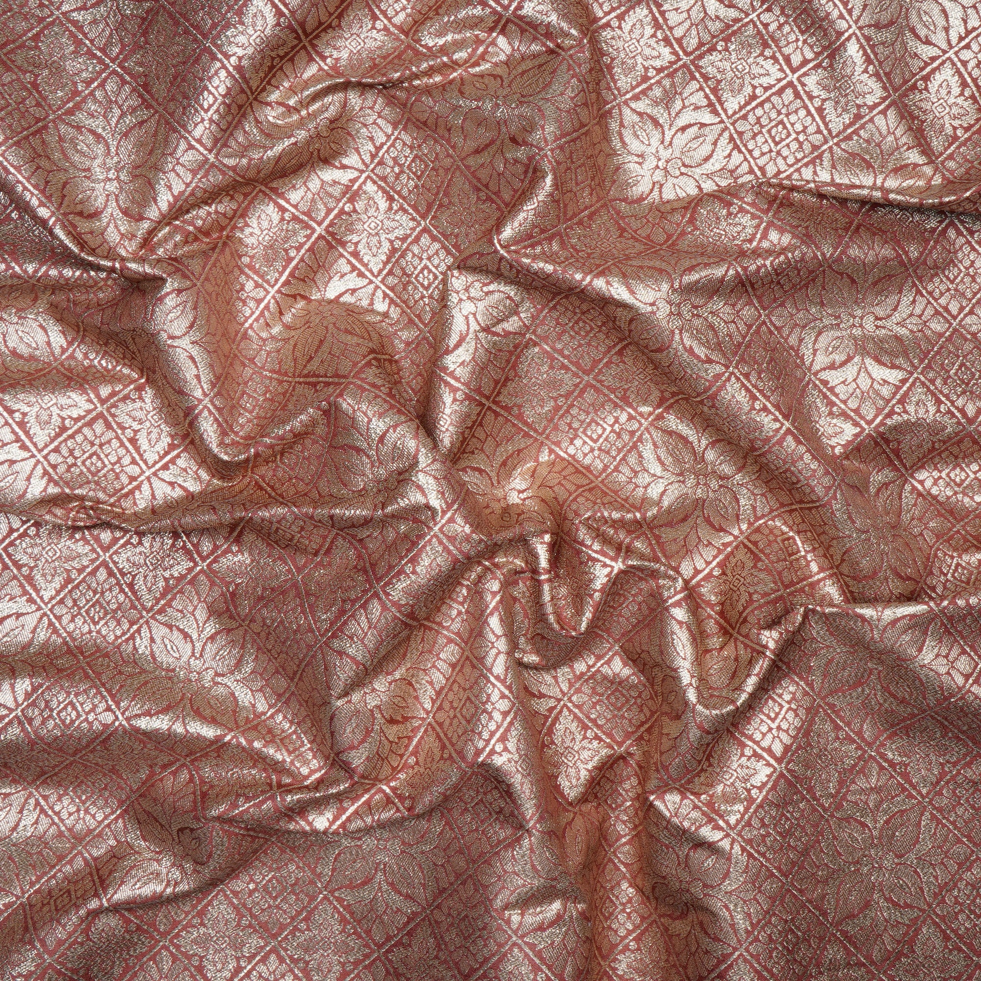 Apricot Brandy All Over Blended Banarasi Brocade Fabric