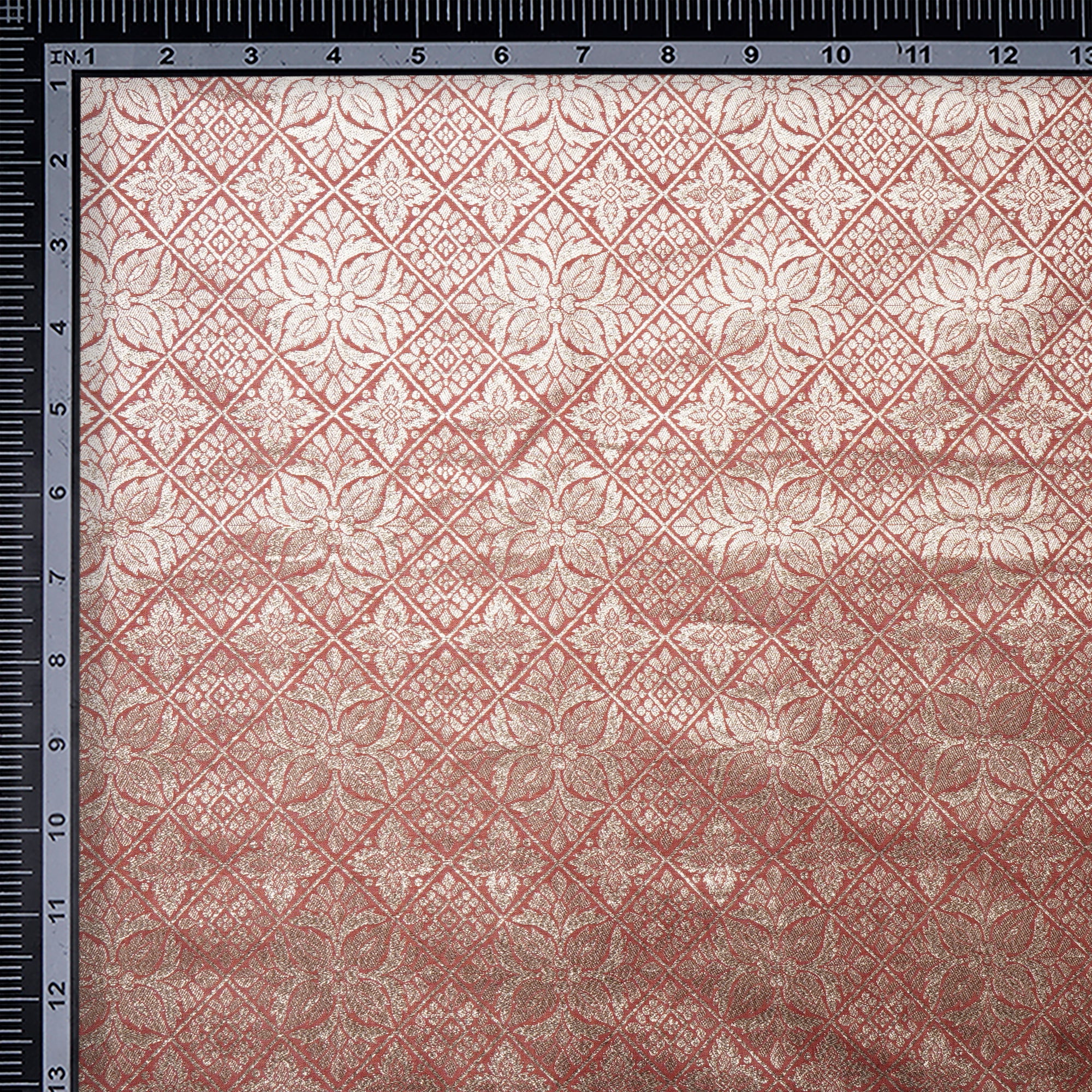 Apricot Brandy All Over Blended Banarasi Brocade Fabric