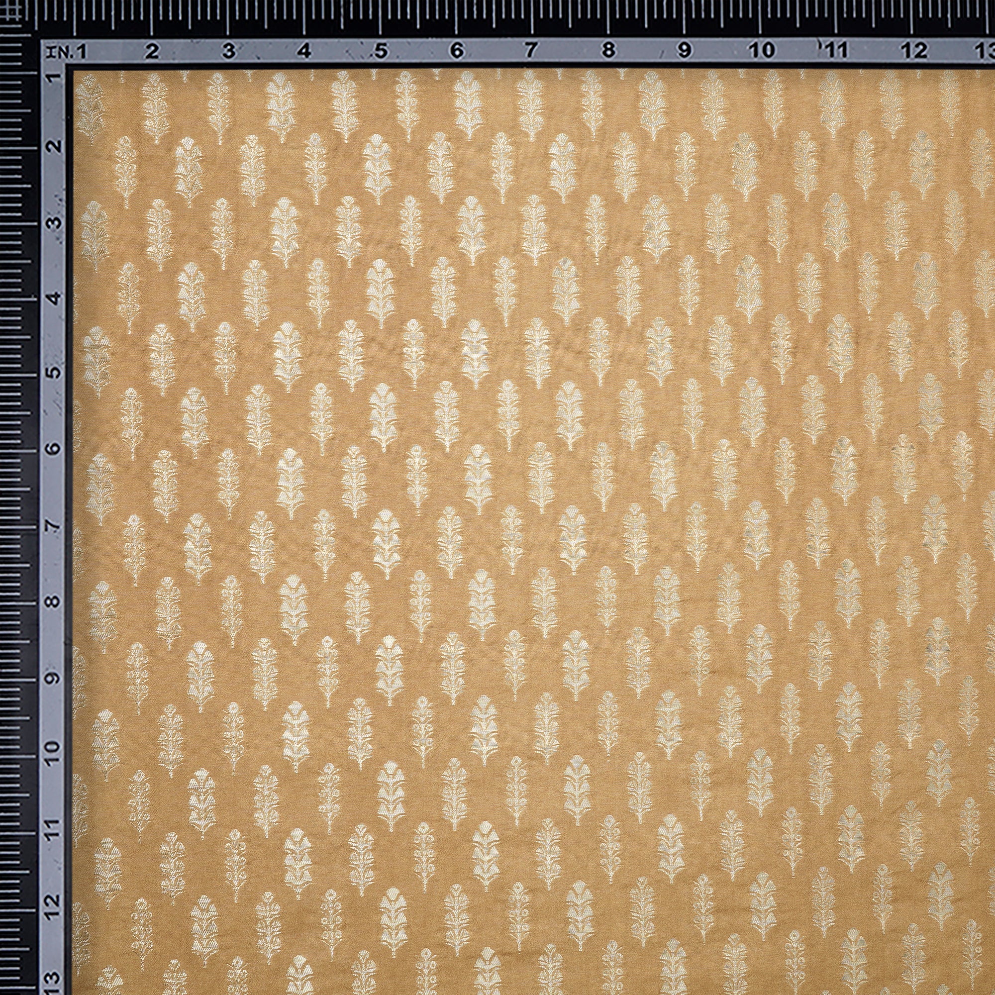 Mustard Floral Booti Pattern Blended Banarasi Brocade Fabric