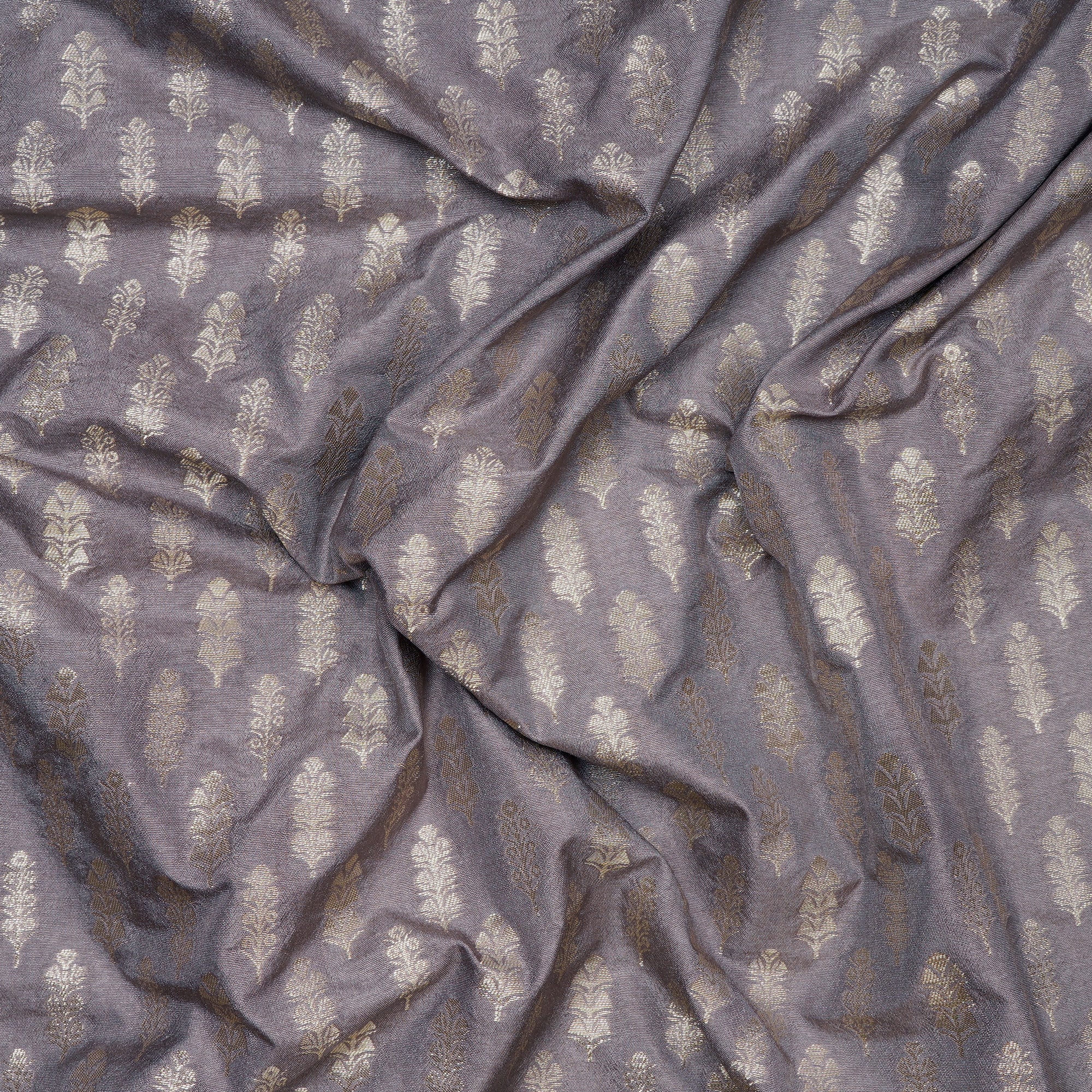 Violet Ice Floral Booti Pattern Blended Banarasi Brocade Fabric