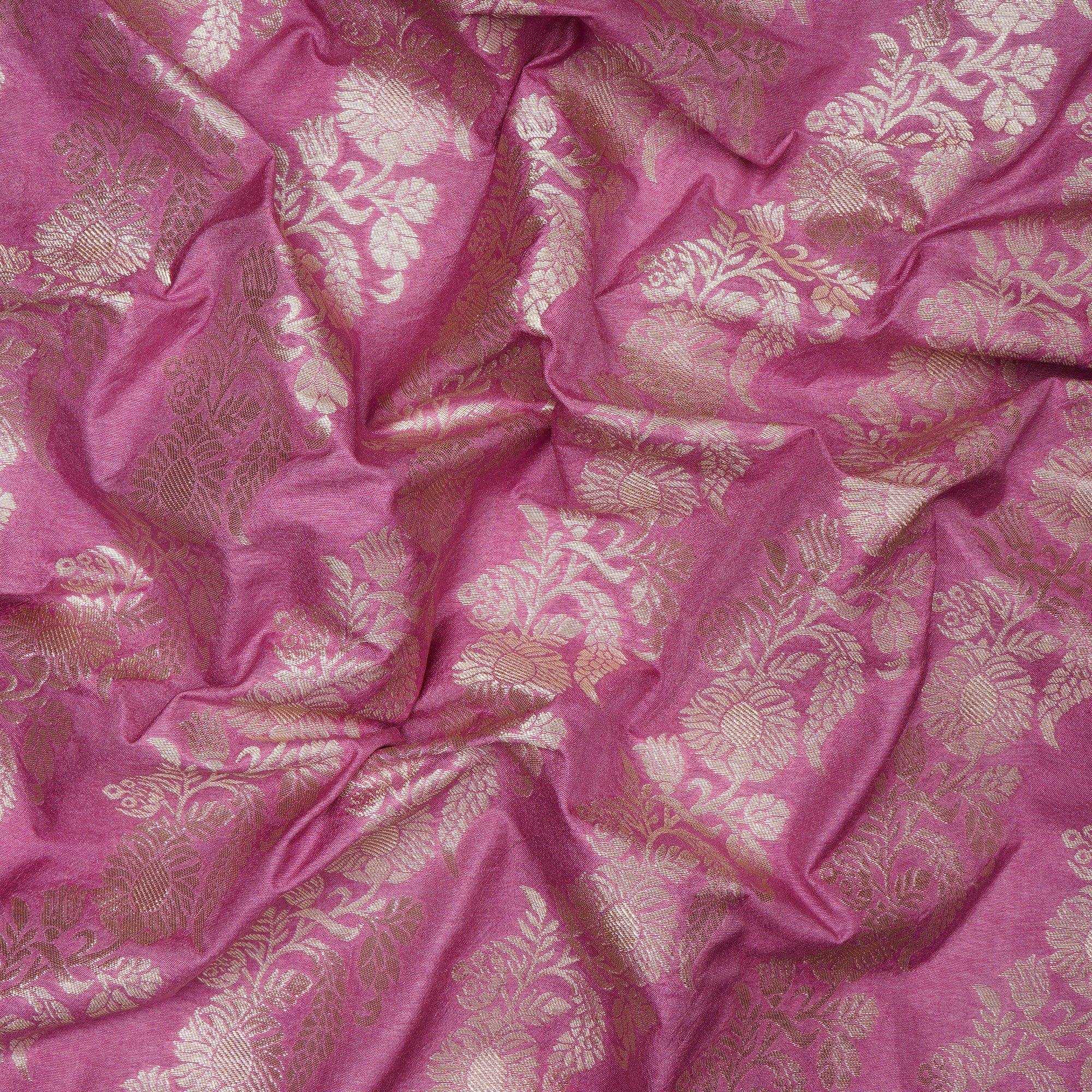 Crocus Pink All Over Blended Banarasi Brocade Fabric