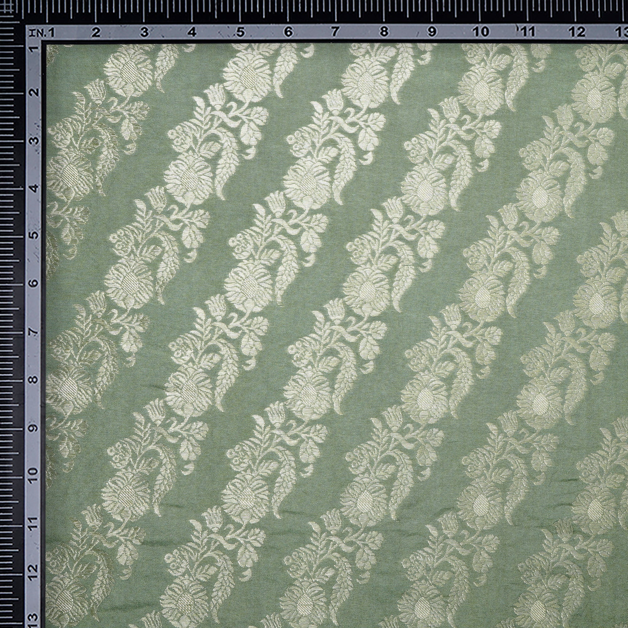 Mint Green All Over Pattern Blended Banarasi Brocade Fabric