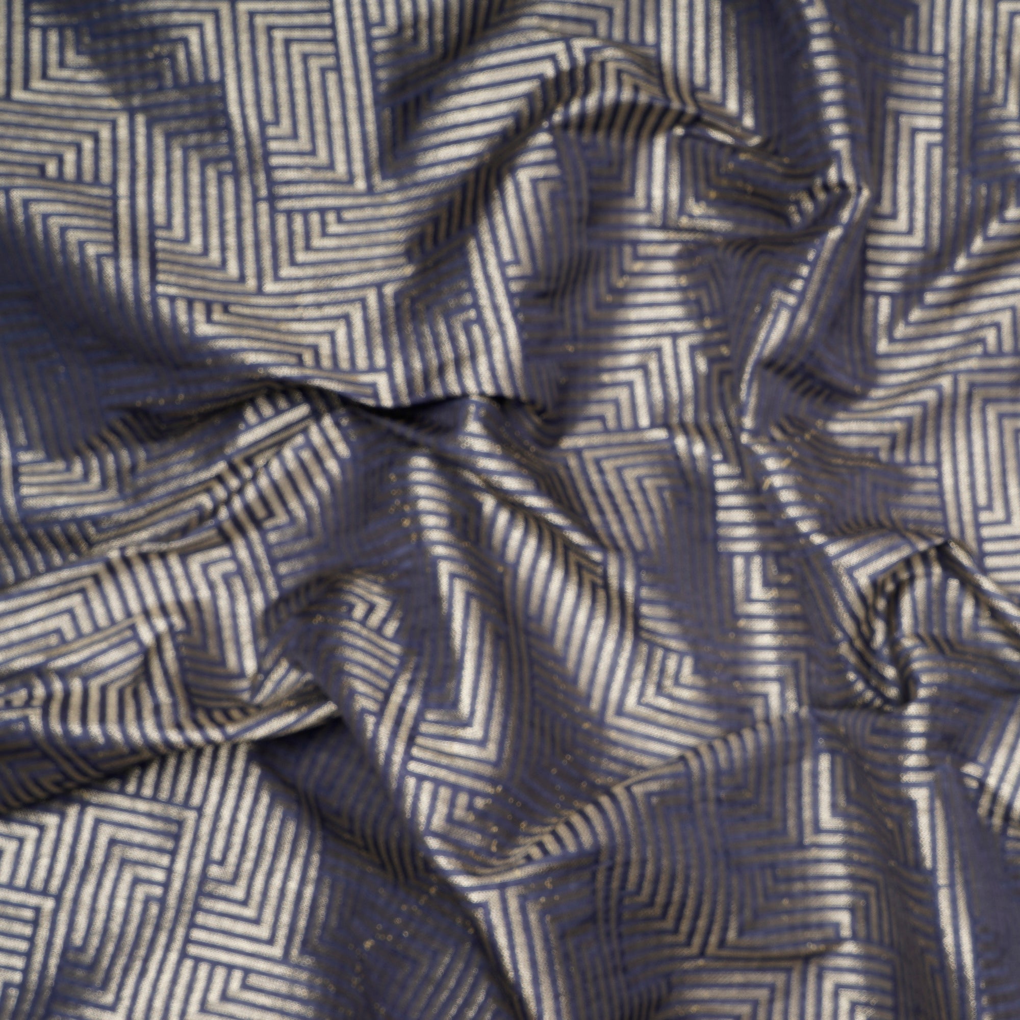 Velvet Morning Geometric Pattern Blended Banarasi Brocade Fabric