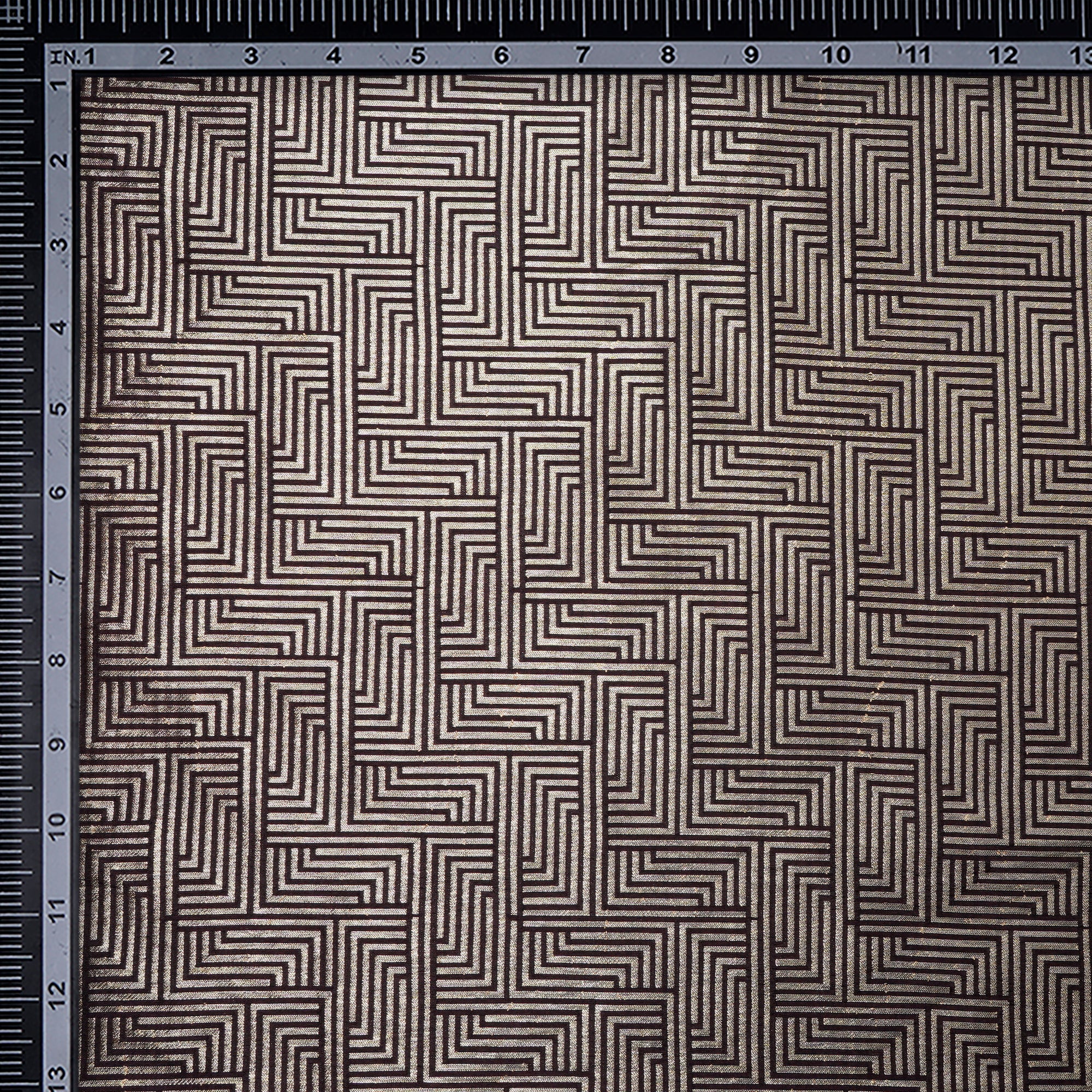 Plum Wine Geometric Pattern Blended Banarasi Brocade Fabric