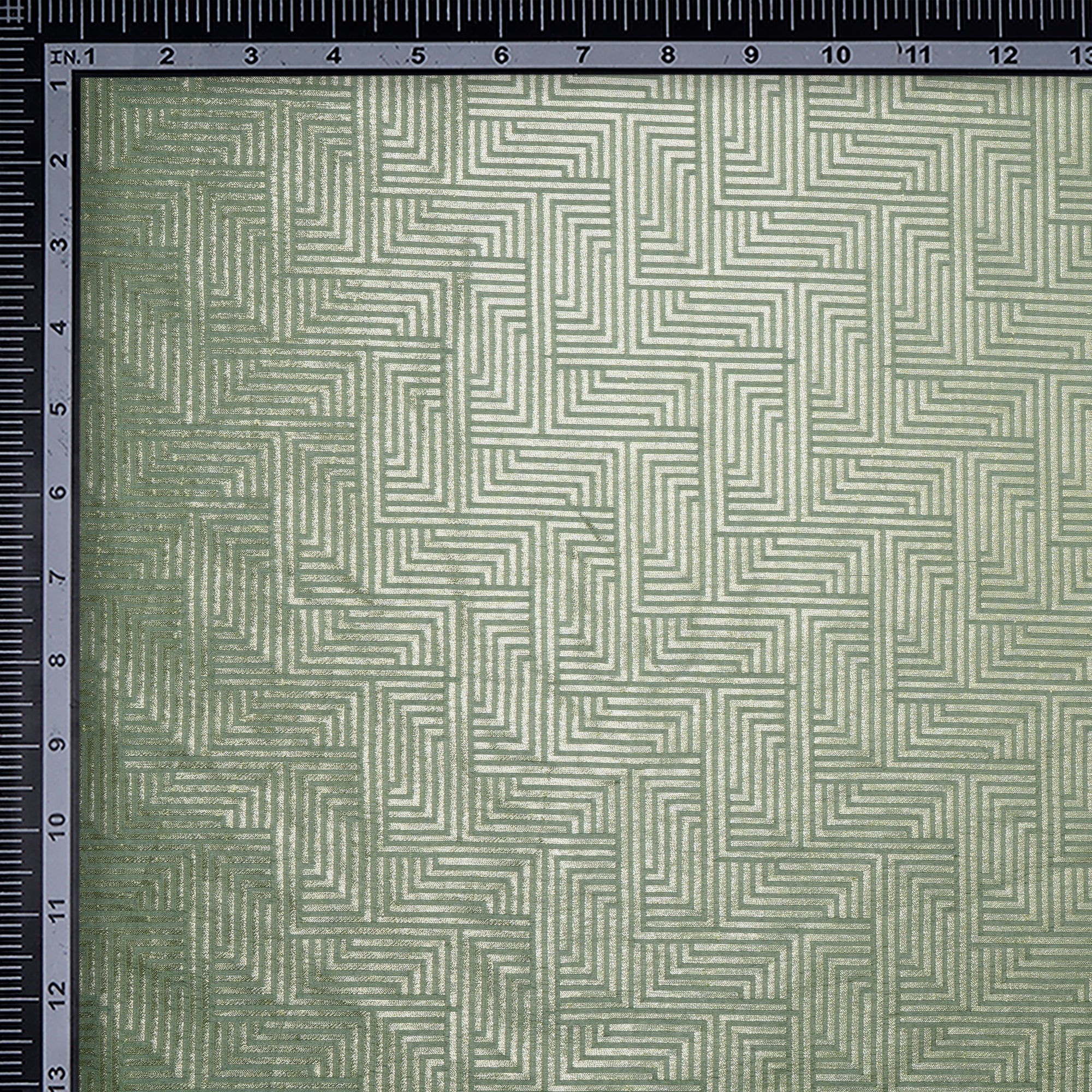 Mint Green Geometric Pattern Blended Banarasi Brocade Fabric