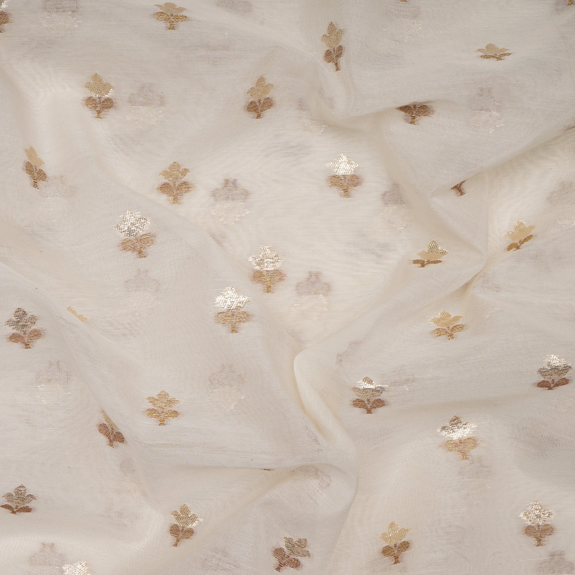 Off-White Silver Dyeable Fancy Chanderi Jacquard Fabric