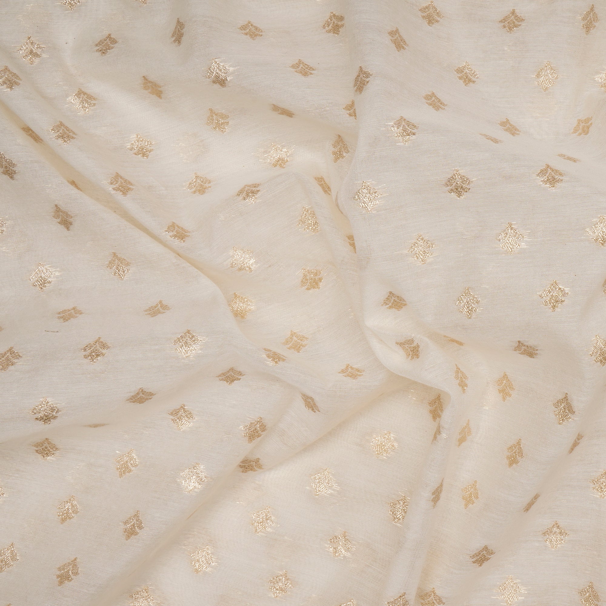 Off-White Silver Dyeable Fancy Chanderi Jacquard Fabric