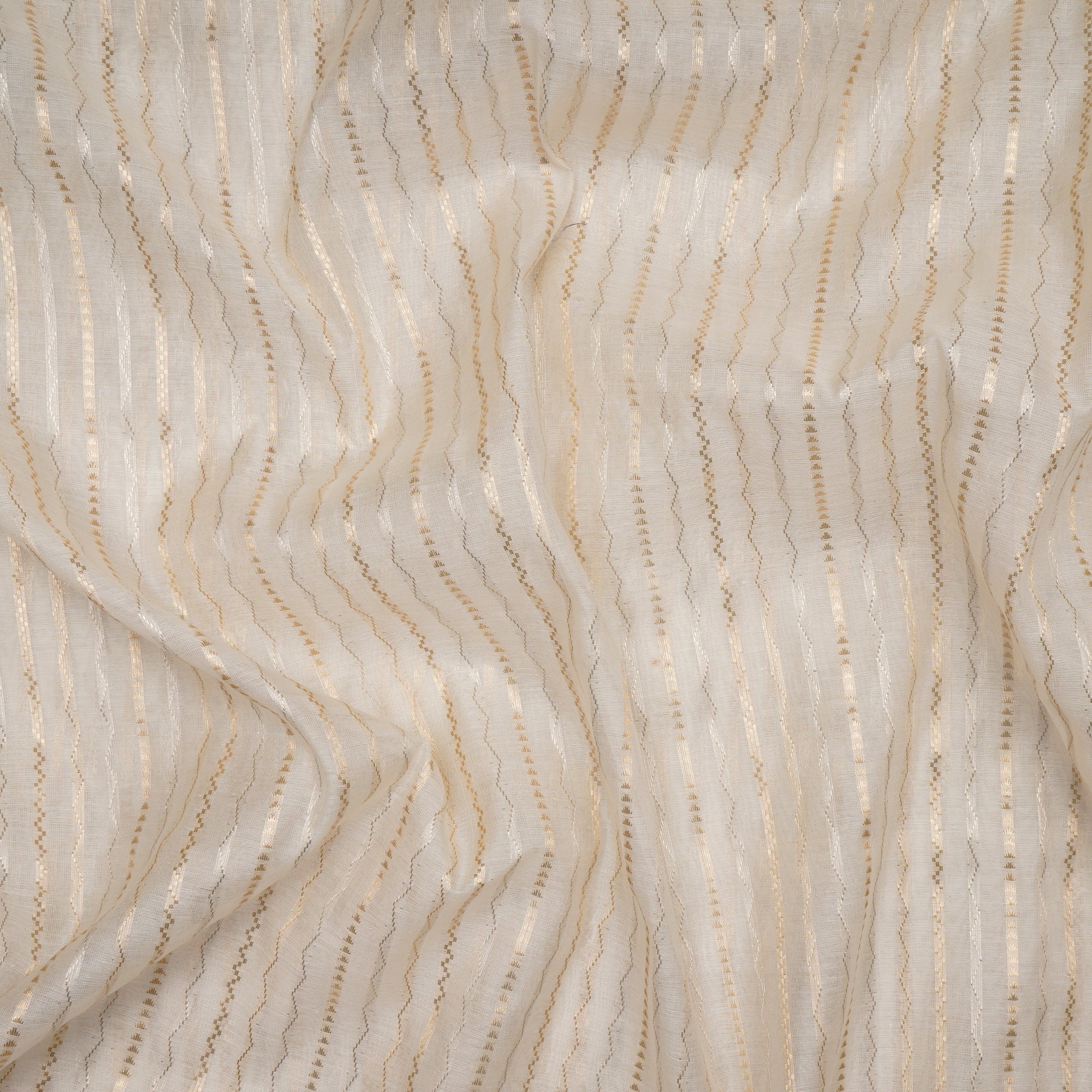 Off-White Silver Dyeable Fancy Chanderi Jacquard Fabric