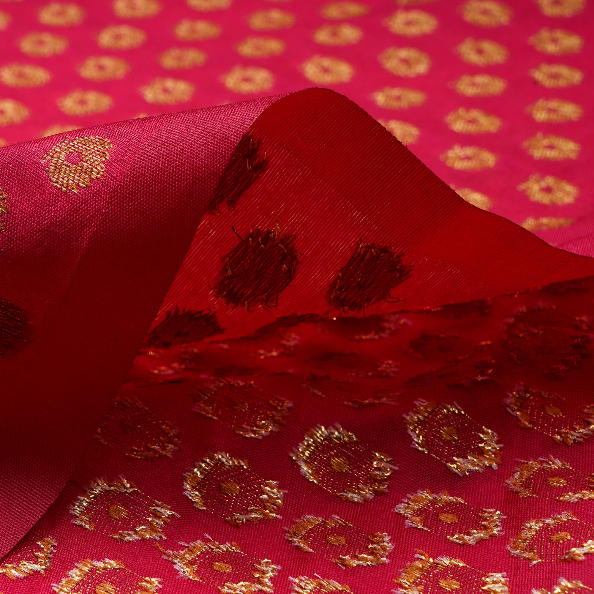Pink Booti Pattern Blended Banarasi Brocade Fabric