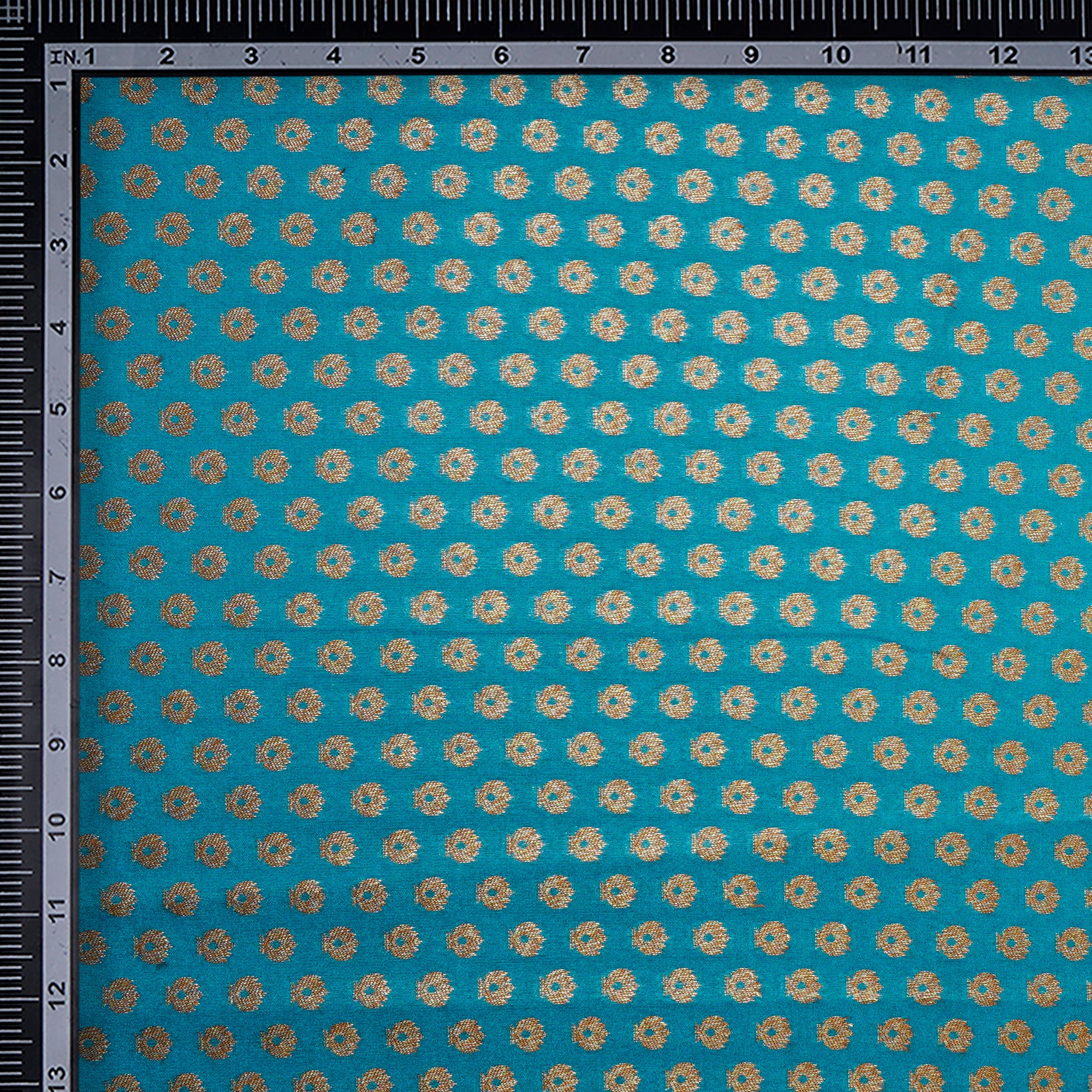 Blue Grass Booti Pattern Blended Banarasi Brocade Fabric