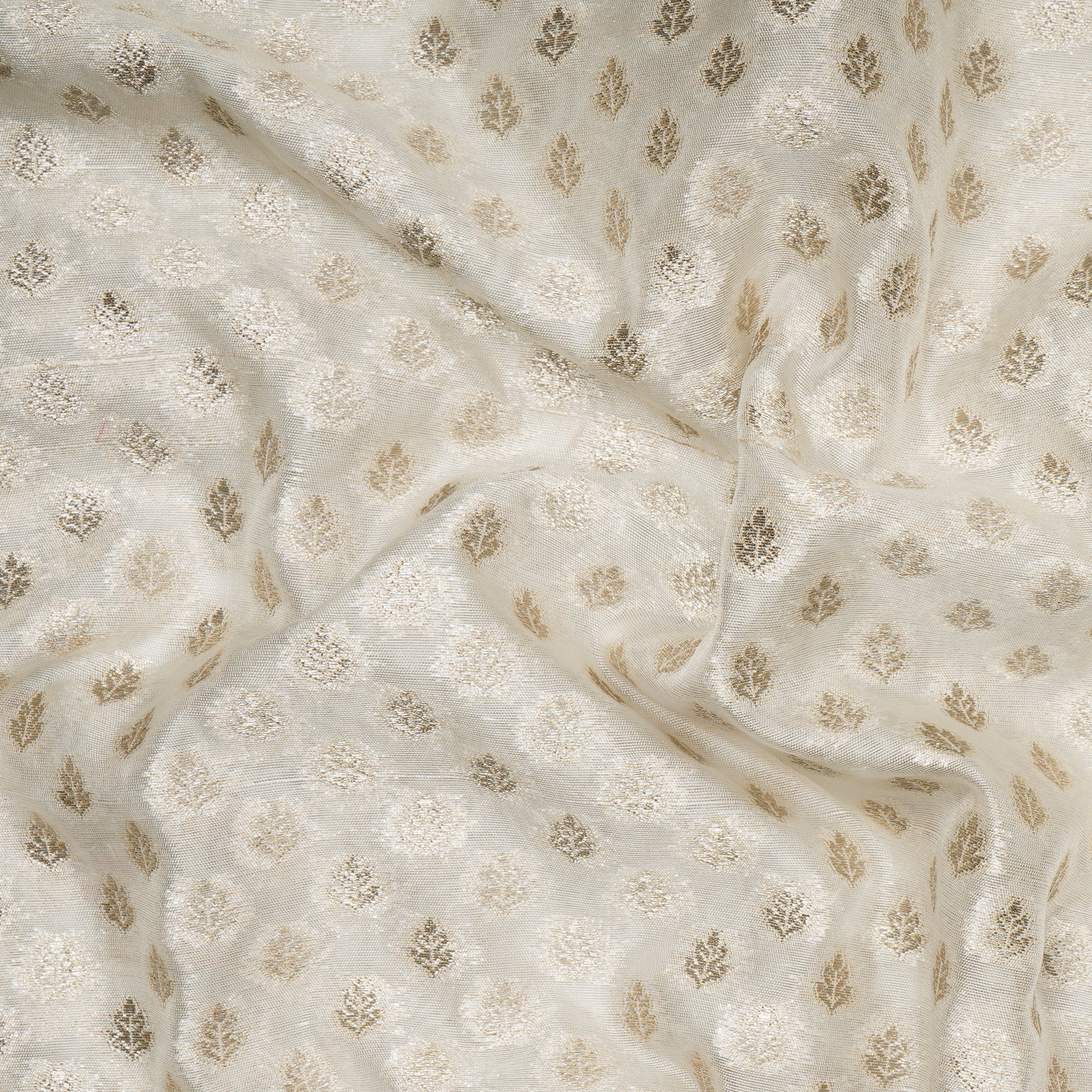 Off-White Silver Dyeable Booti Pattern Handwoven Fancy Banarasi Fabric