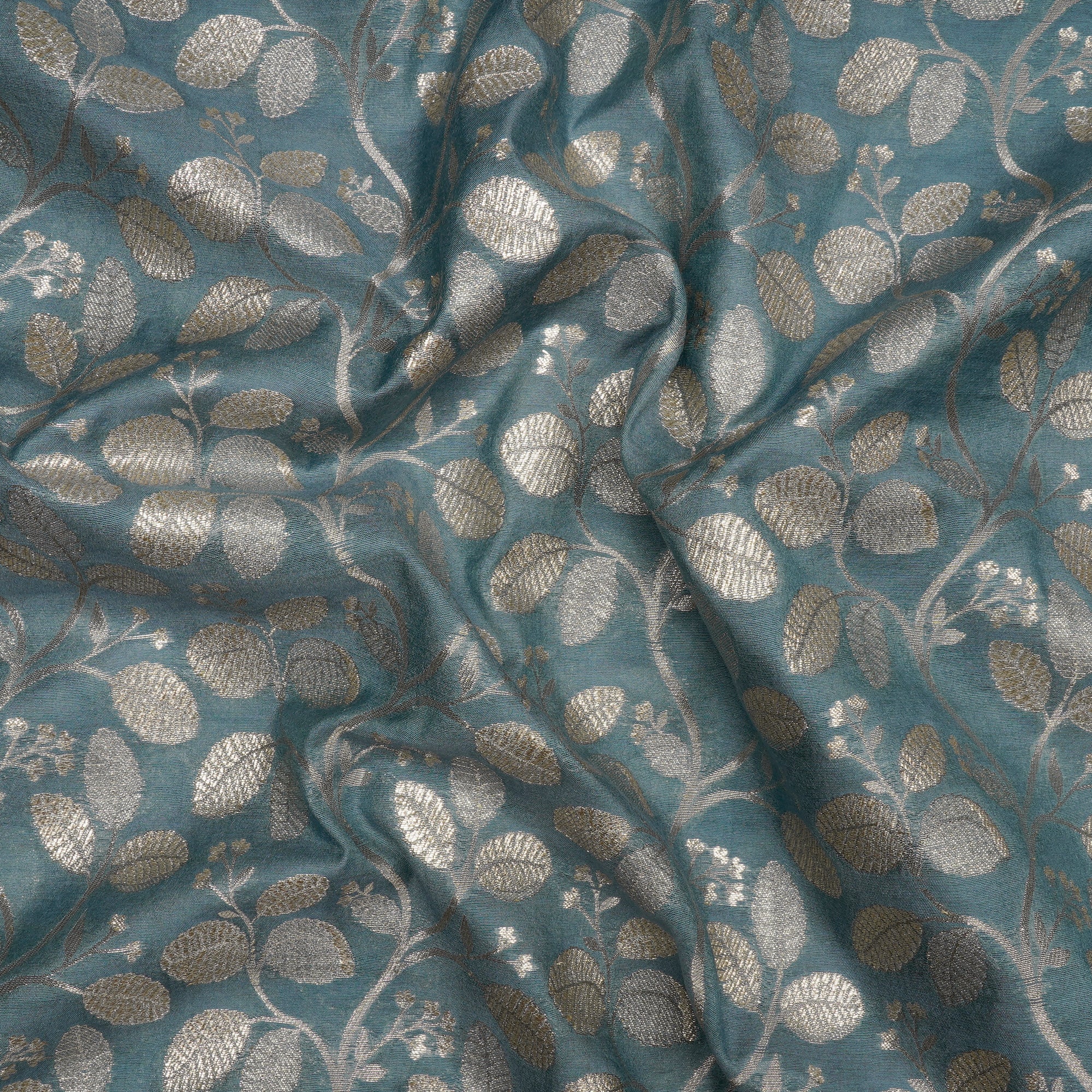 Lead Leaf Pattern Blended Banarasi Brocade Fabric