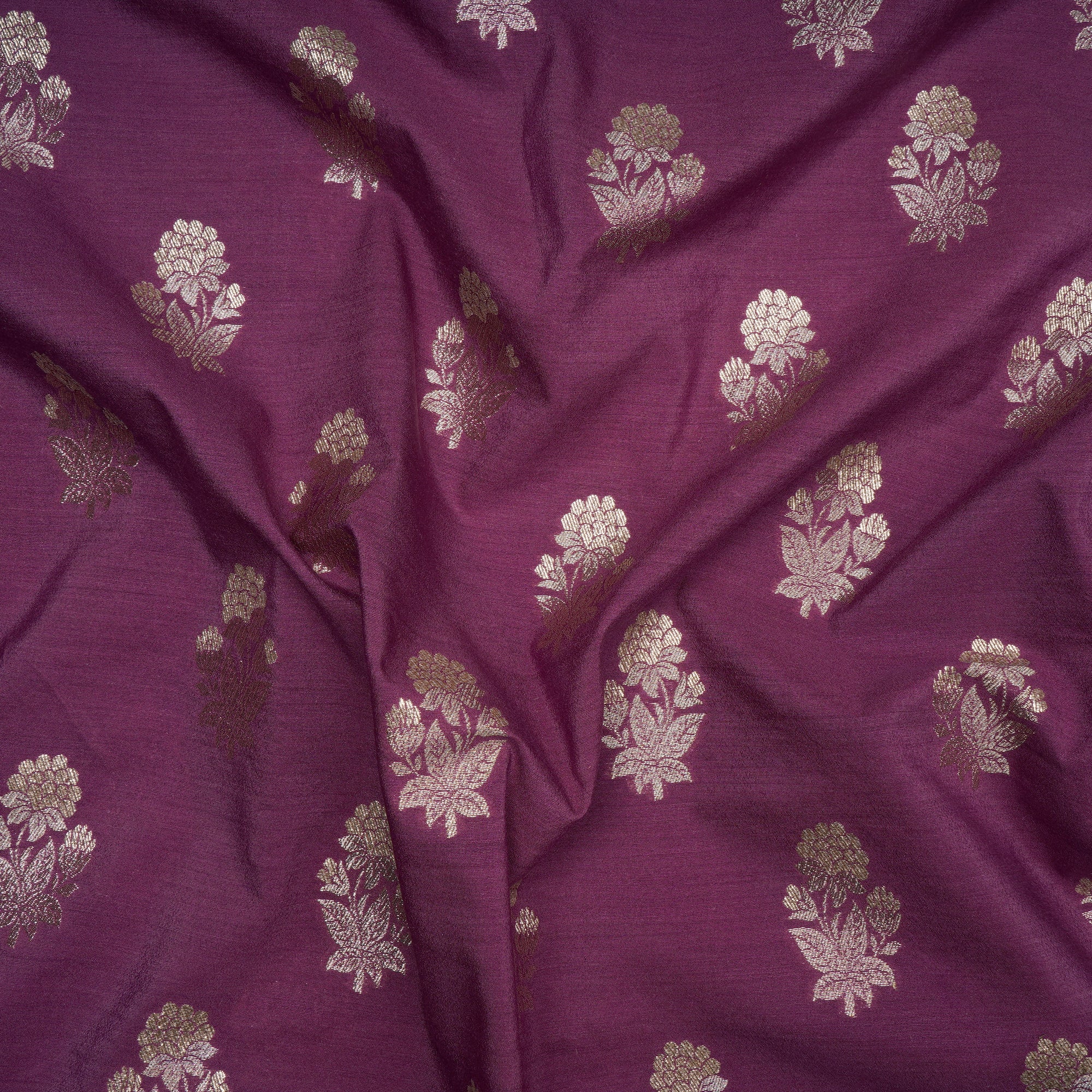 Purple Motif Pattern Blended Banarasi Brocade Fabric