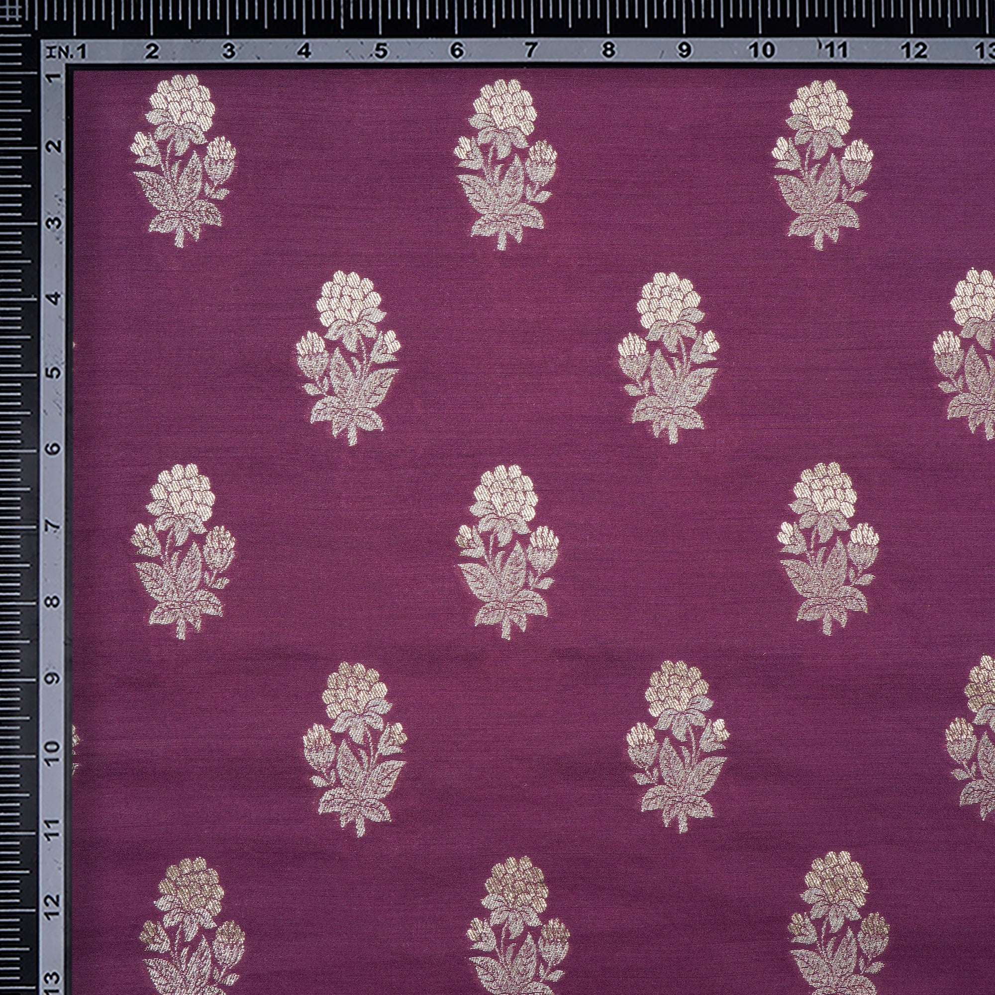 Purple Motif Pattern Blended Banarasi Brocade Fabric