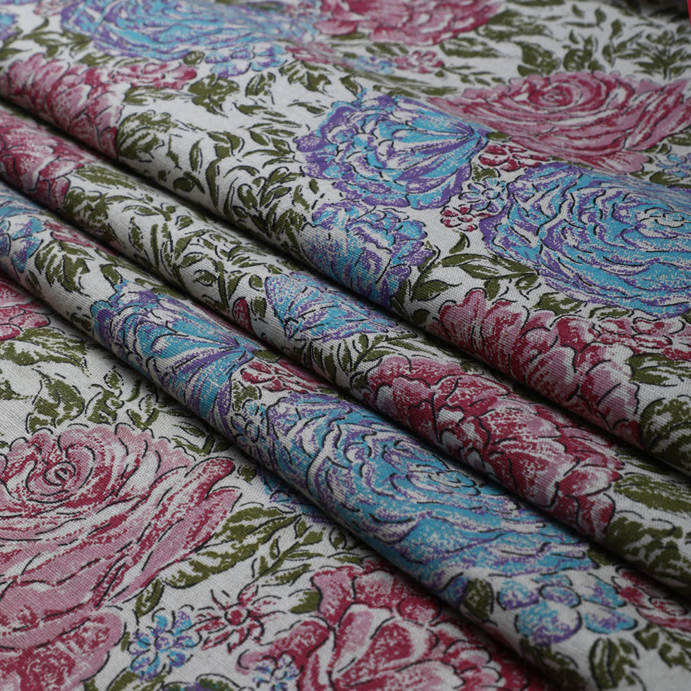 Multi Color Printed Linen Fabric