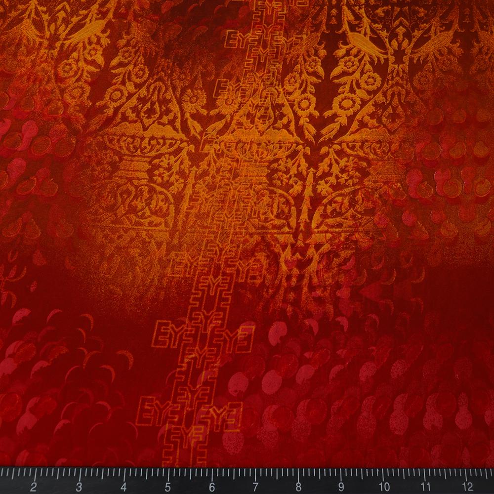 Maroon-Brown Color Printed Poly Georgette Fabric