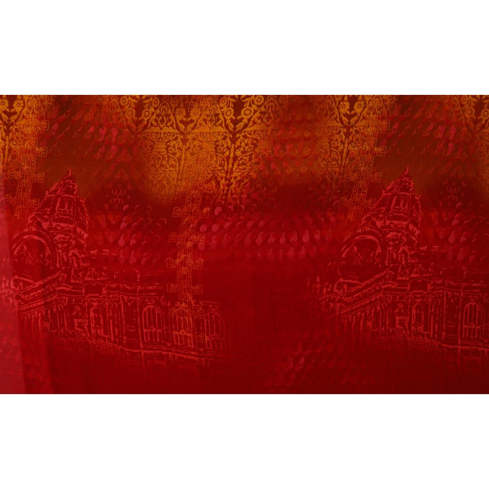 Maroon-Brown Color Printed Poly Georgette Fabric