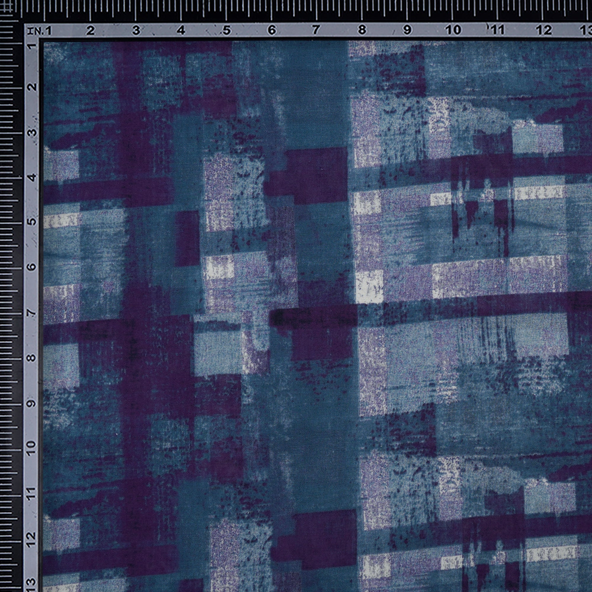 Purple-Teal Color Digital Printed High Twisted Cotton Voile Fabric