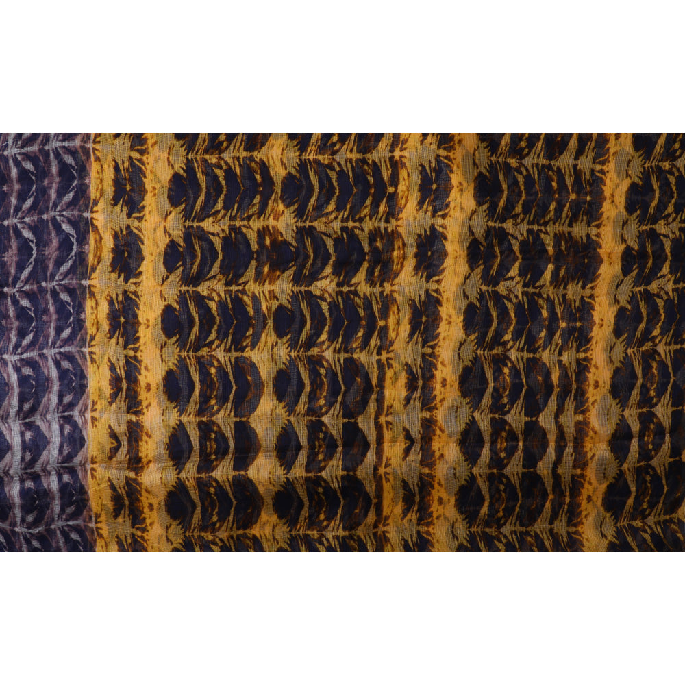 Yellow-Blue Color Digital Printed Tussar Kota Silk Fabric