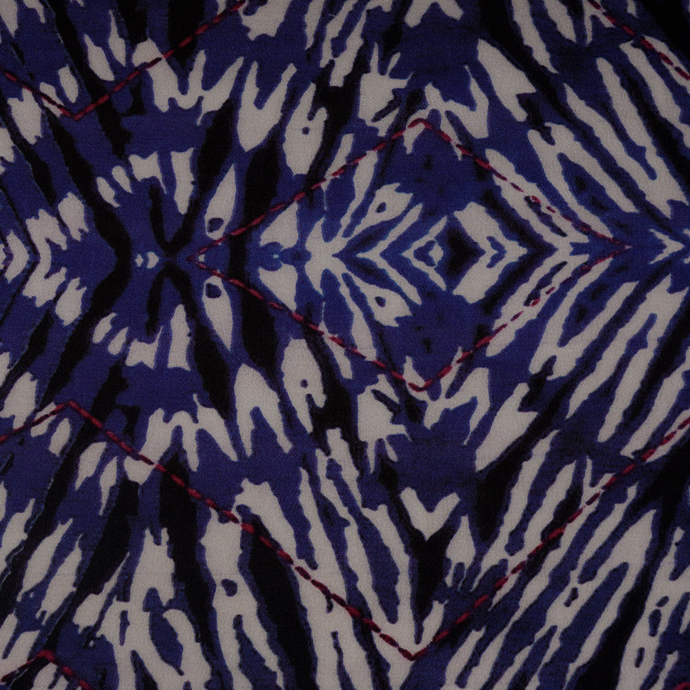 Blue-Black Color Digital Printed Crepe Silk Fabric