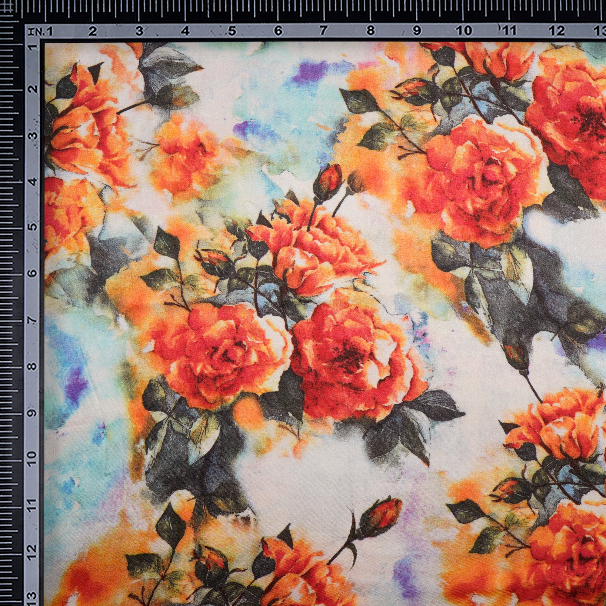 Multi Color Digital Printed Viscose Satin Fabric
