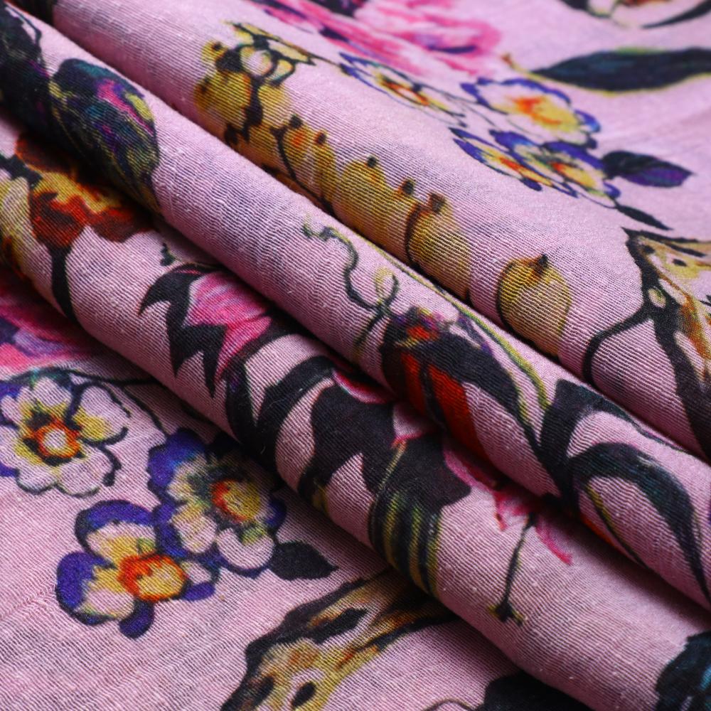 Multi Color Digital Printed Noile Silk Fabric