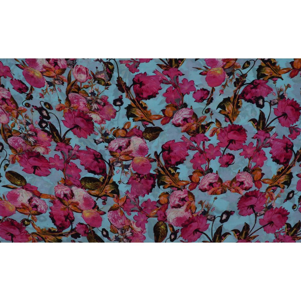 Multi Color Digital Printed Bemberg Crepe Fabric