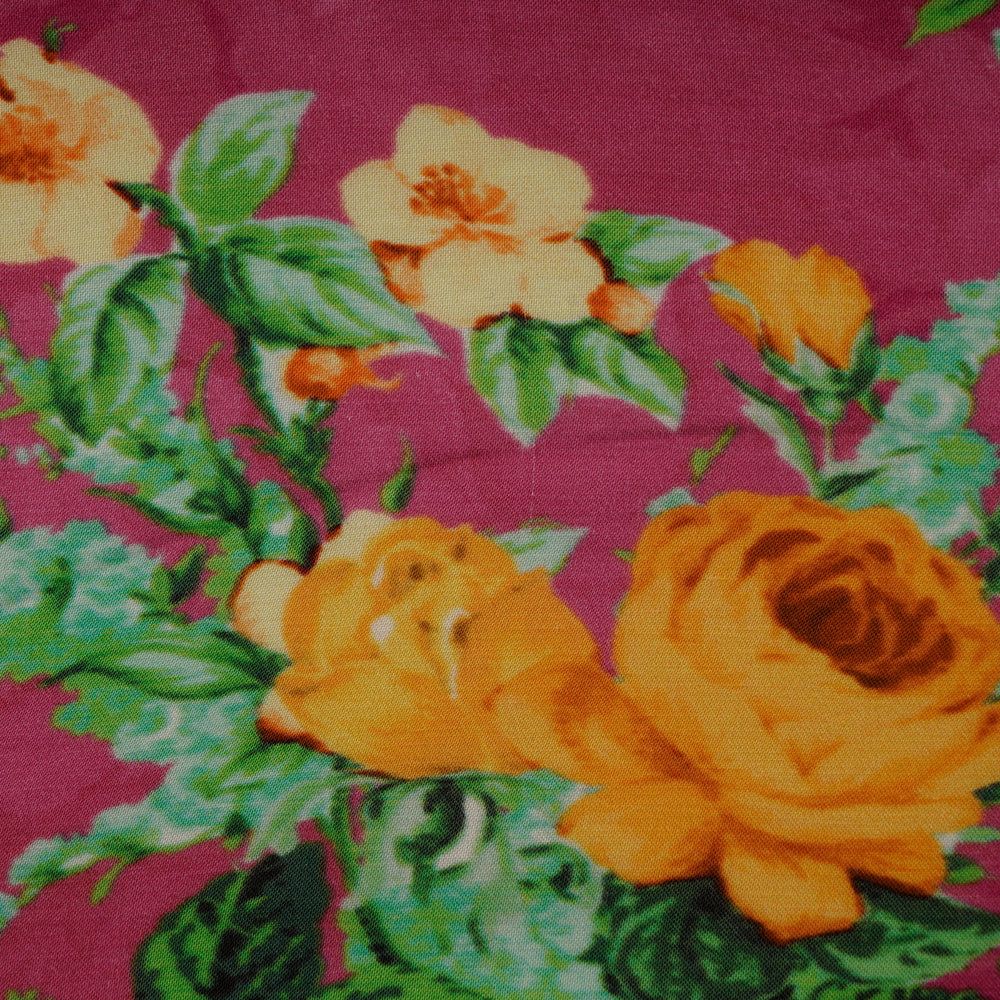 Pink Color Digital Printed Bemberg Modal Satin Fabric