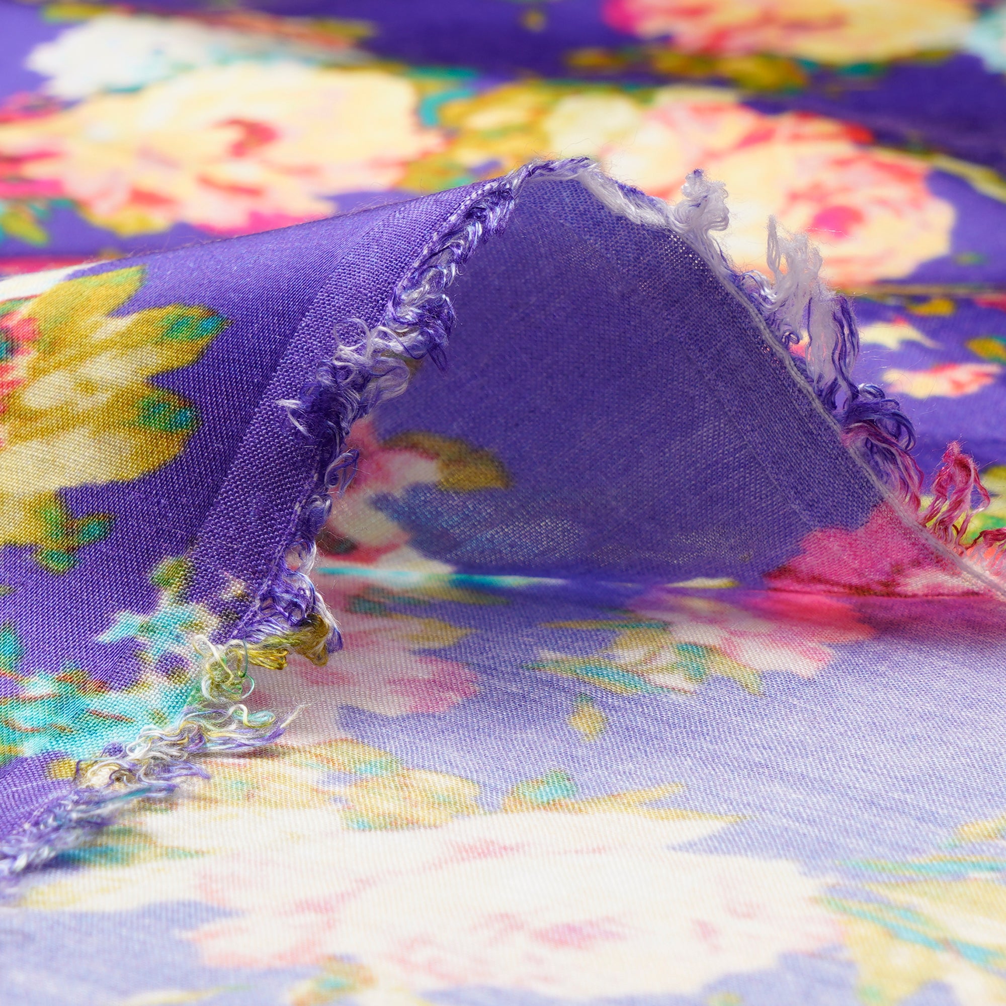 Violet Color Digital Printed Modal Satin Fabric