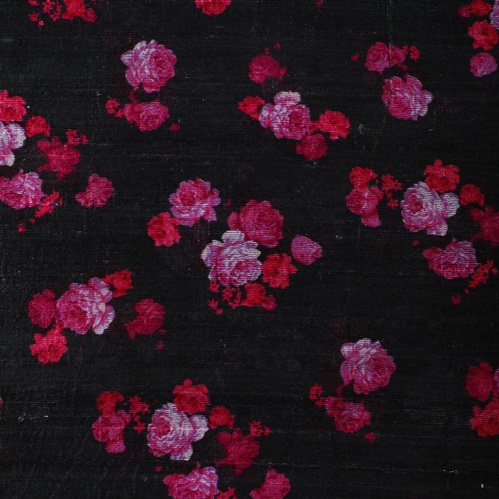 Pink Color Printed Tussar Chanderi Fabric