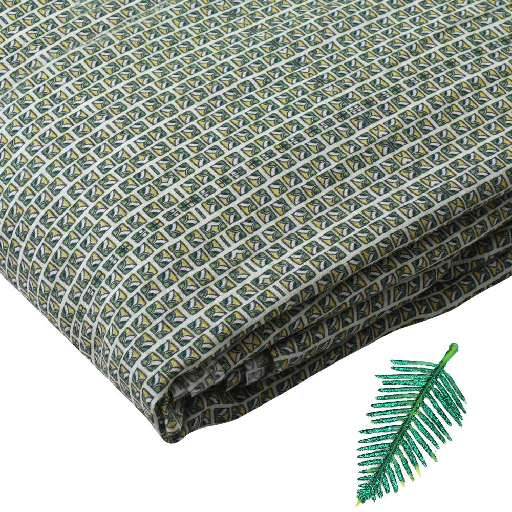 Green Color Digital Printed Muga Georgette Silk Fabric