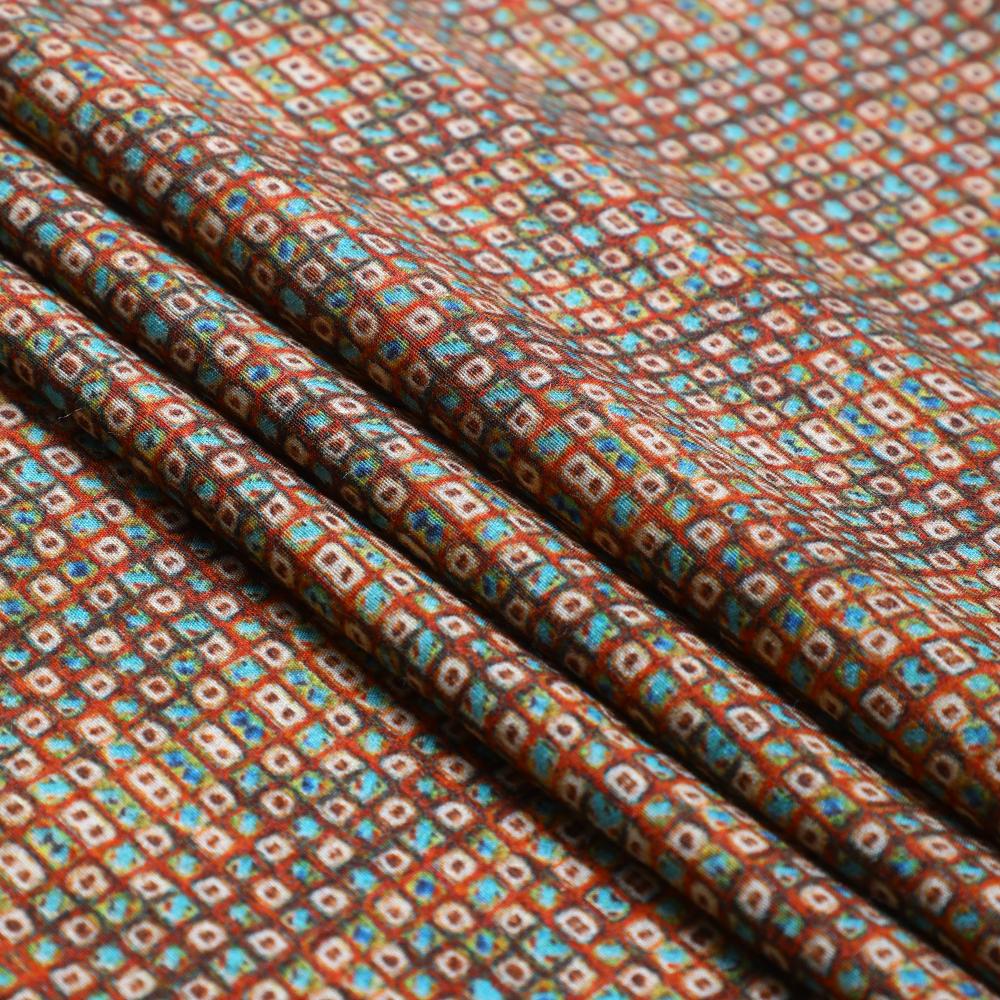 Brown Color Digital Printed Muga Georgette Silk Fabric