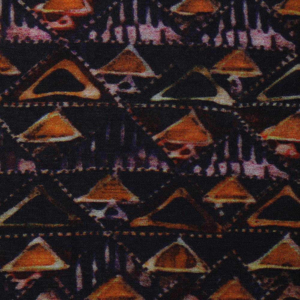 Black Color Digital Printed Modal Silk Fabric