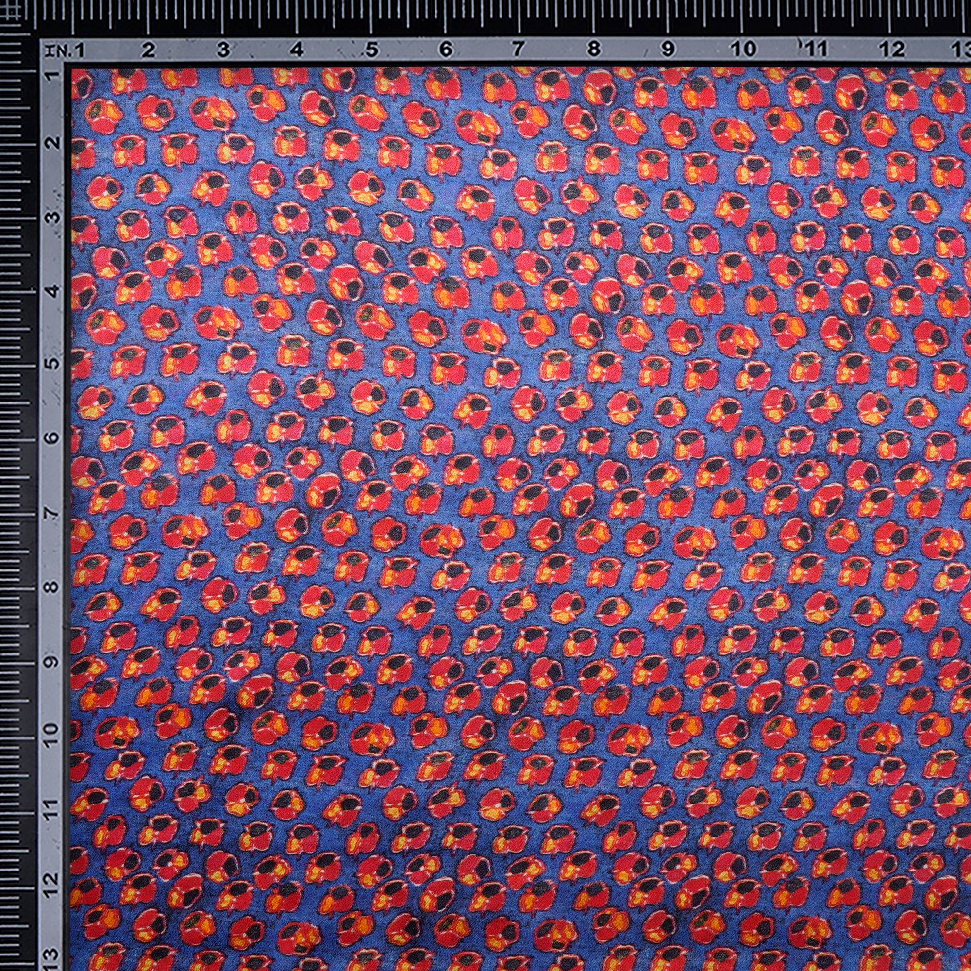 Blue-Red Color Digital Printed Bemberg Satin Georgette Fabric